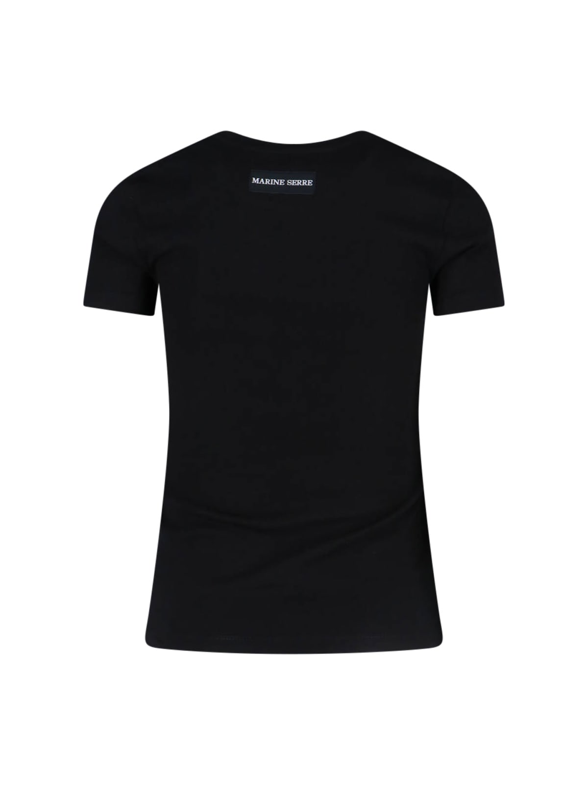 Marine Serre Moon Logo Crop T-shirt In Black