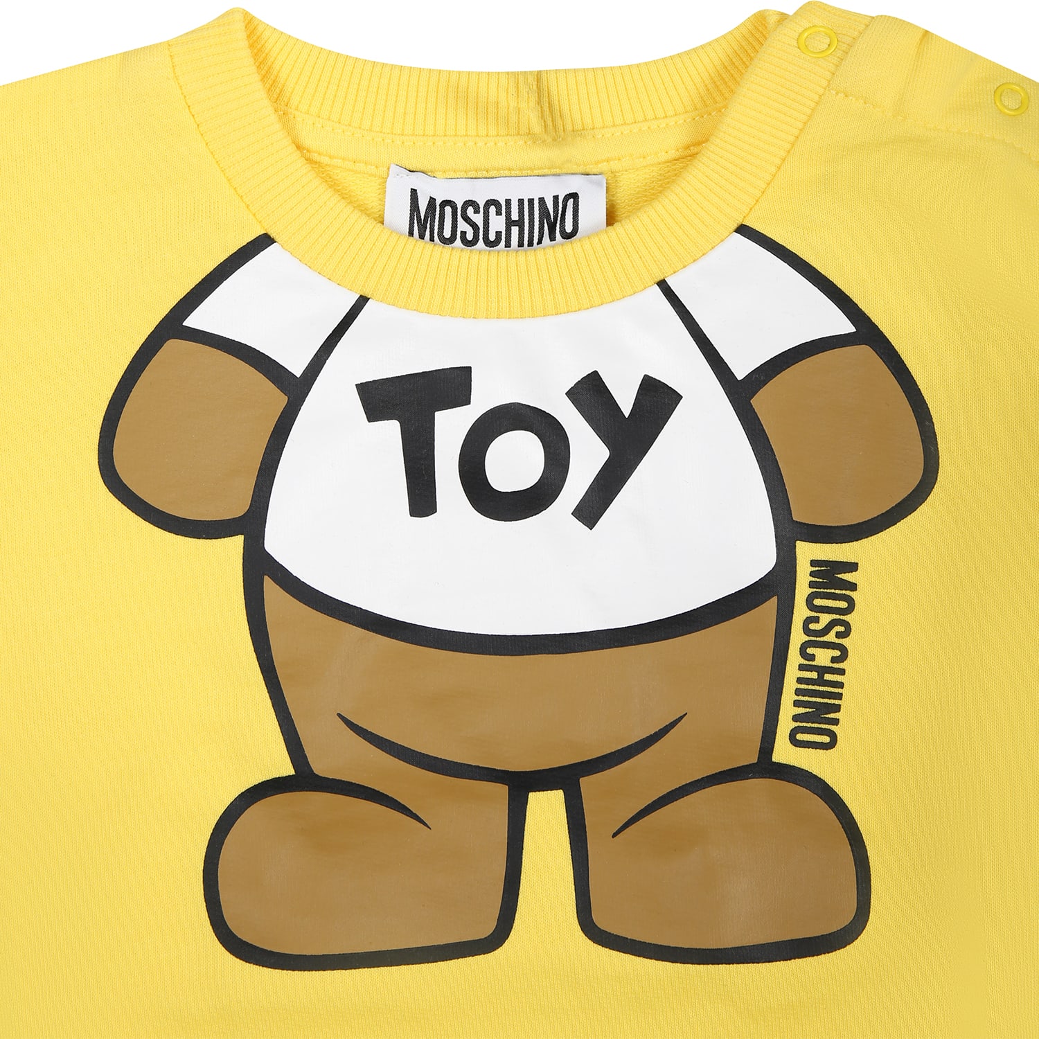 Shop Moschino Yellow Sweatshirt For Babies With Teddy Bear