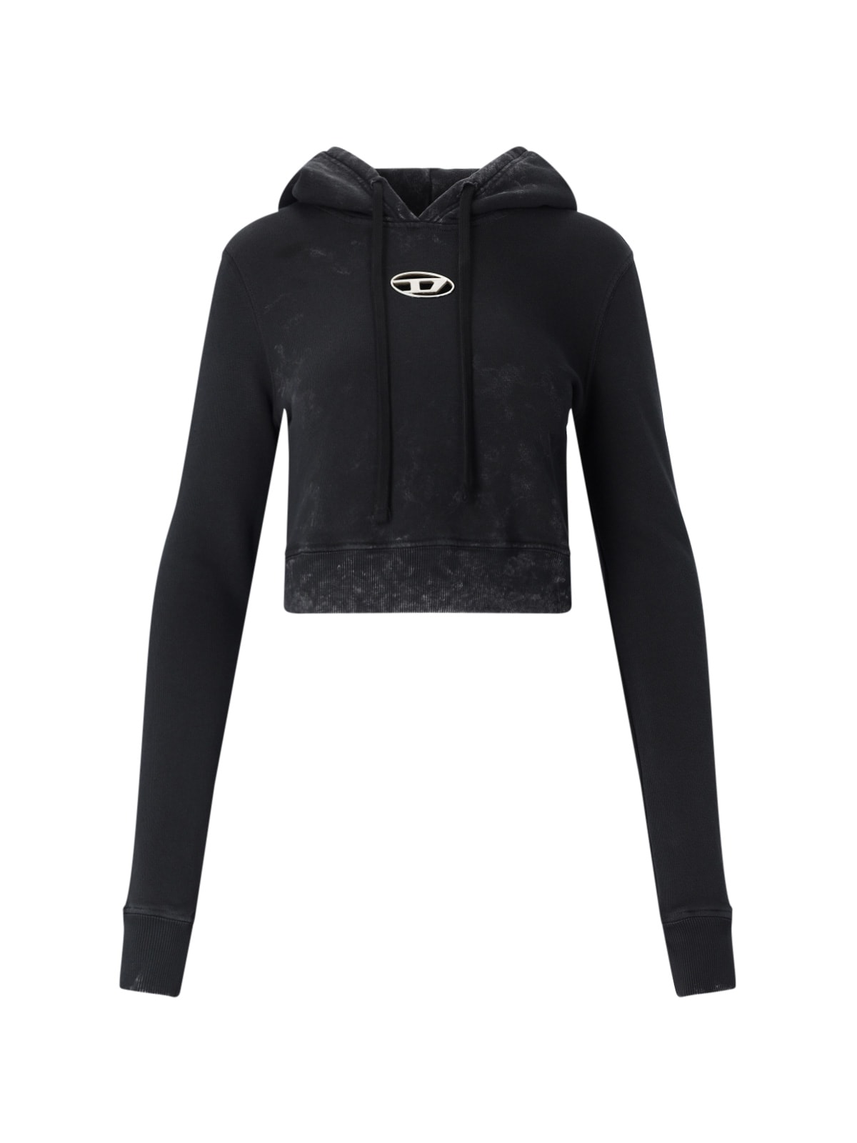 Shop Diesel F-slimmy-hood-p5 Cropped Hoodie In Black