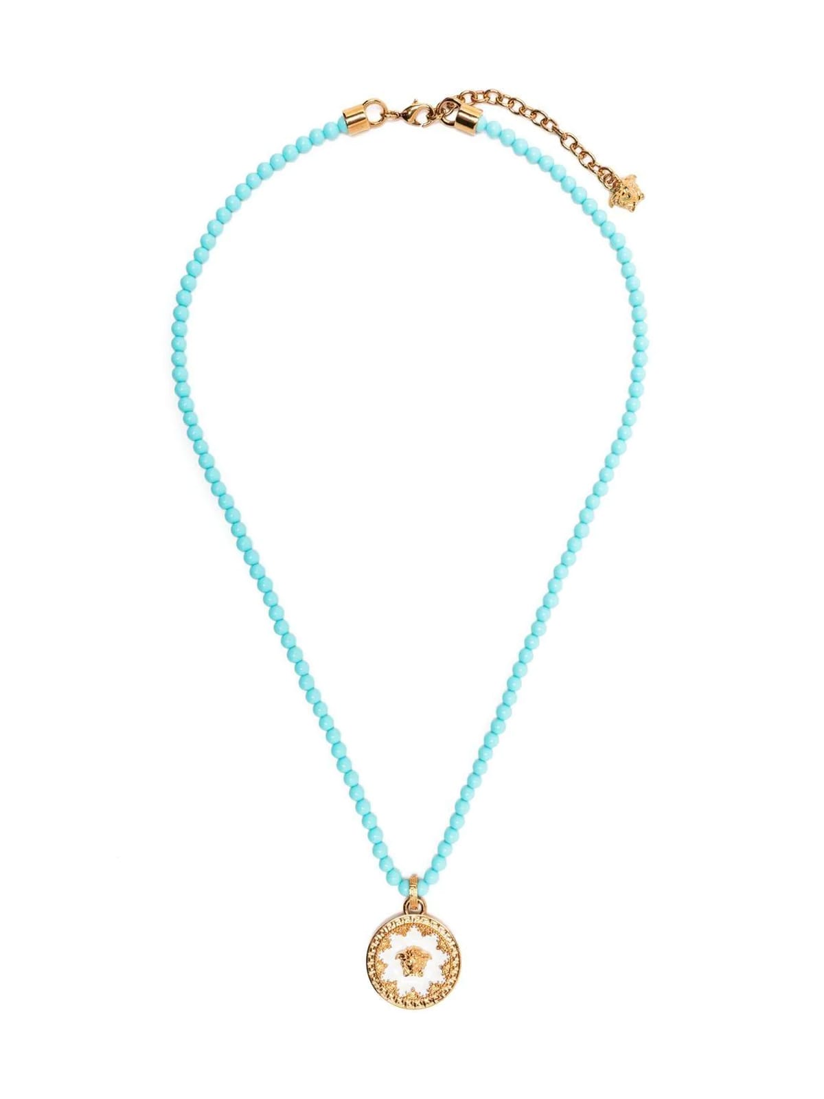 Shop Versace Coral Pendant Necklace In Jhlo  Gold White Turquoise