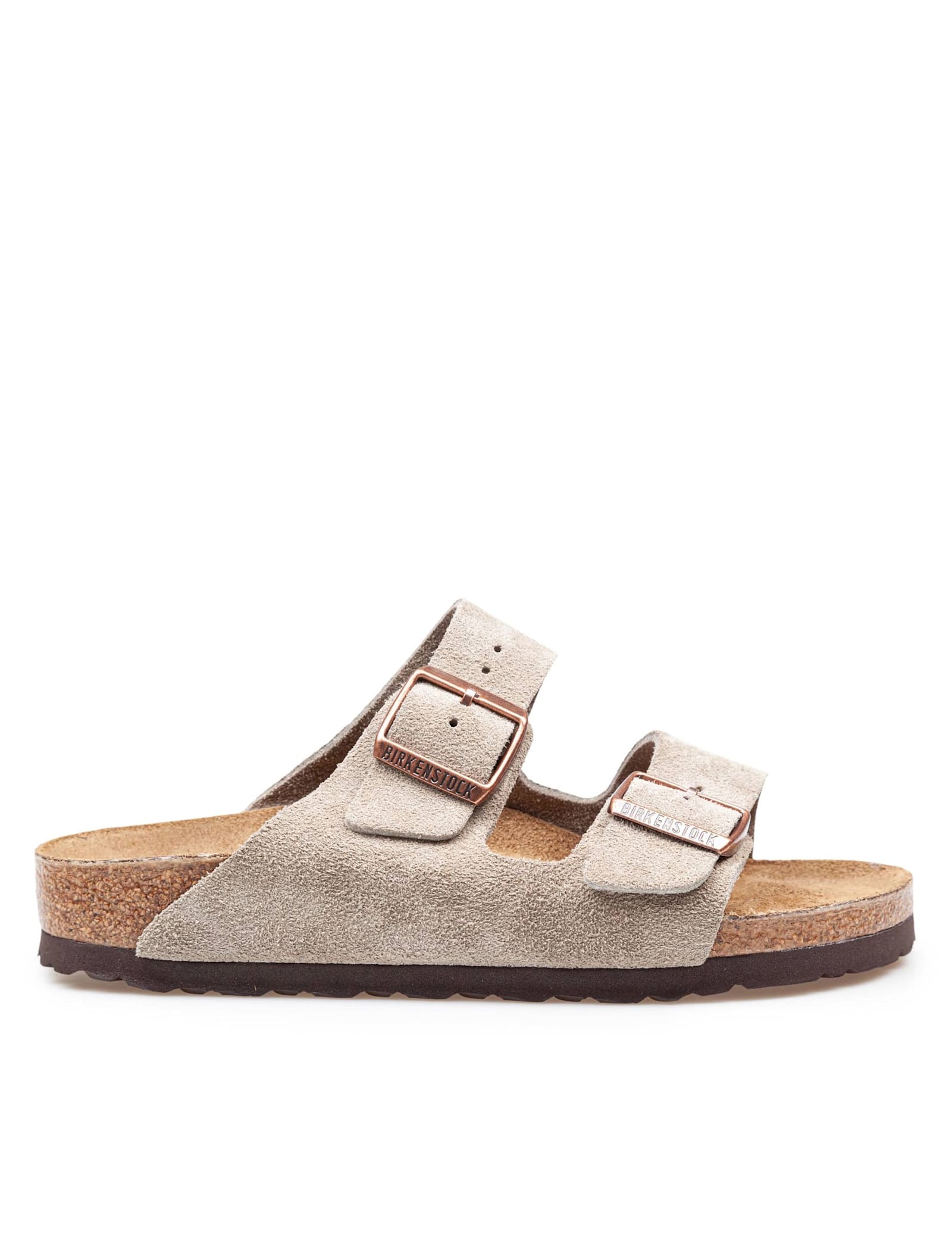 Birkenstock Woman Sandals Khaki Size 8 Soft Leather In Taupe