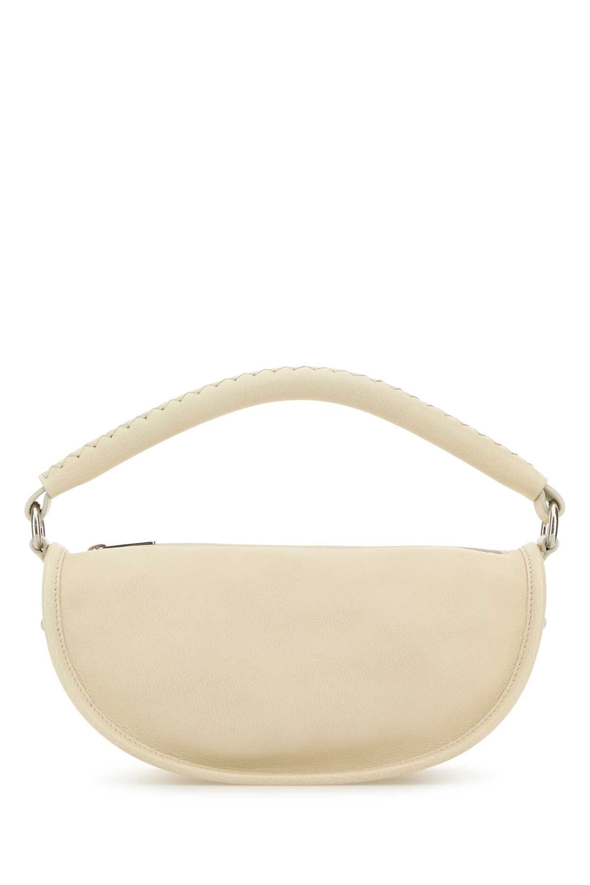 Burberry Curved Leather Handbag Metal Hardware In White