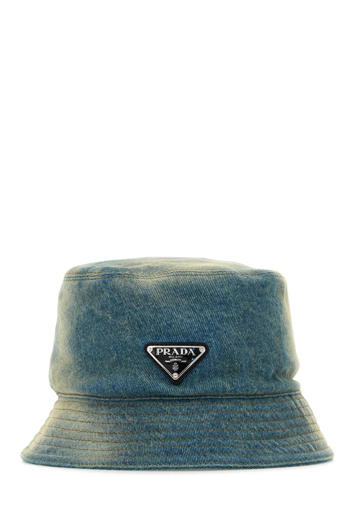 Prada Denim Bucket Hat In Blue