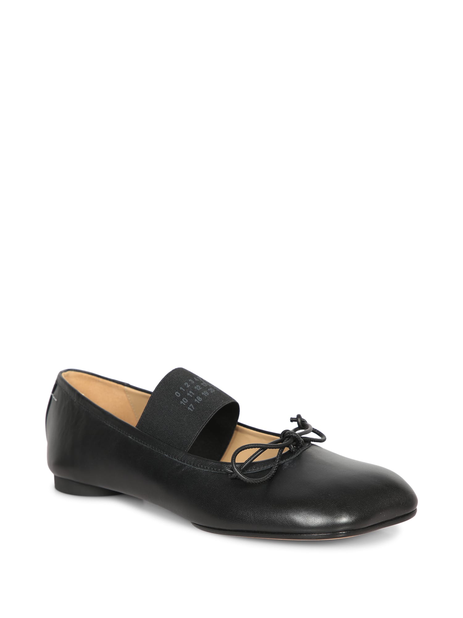 Shop Mm6 Maison Margiela Black Nappa Ballerina Flats