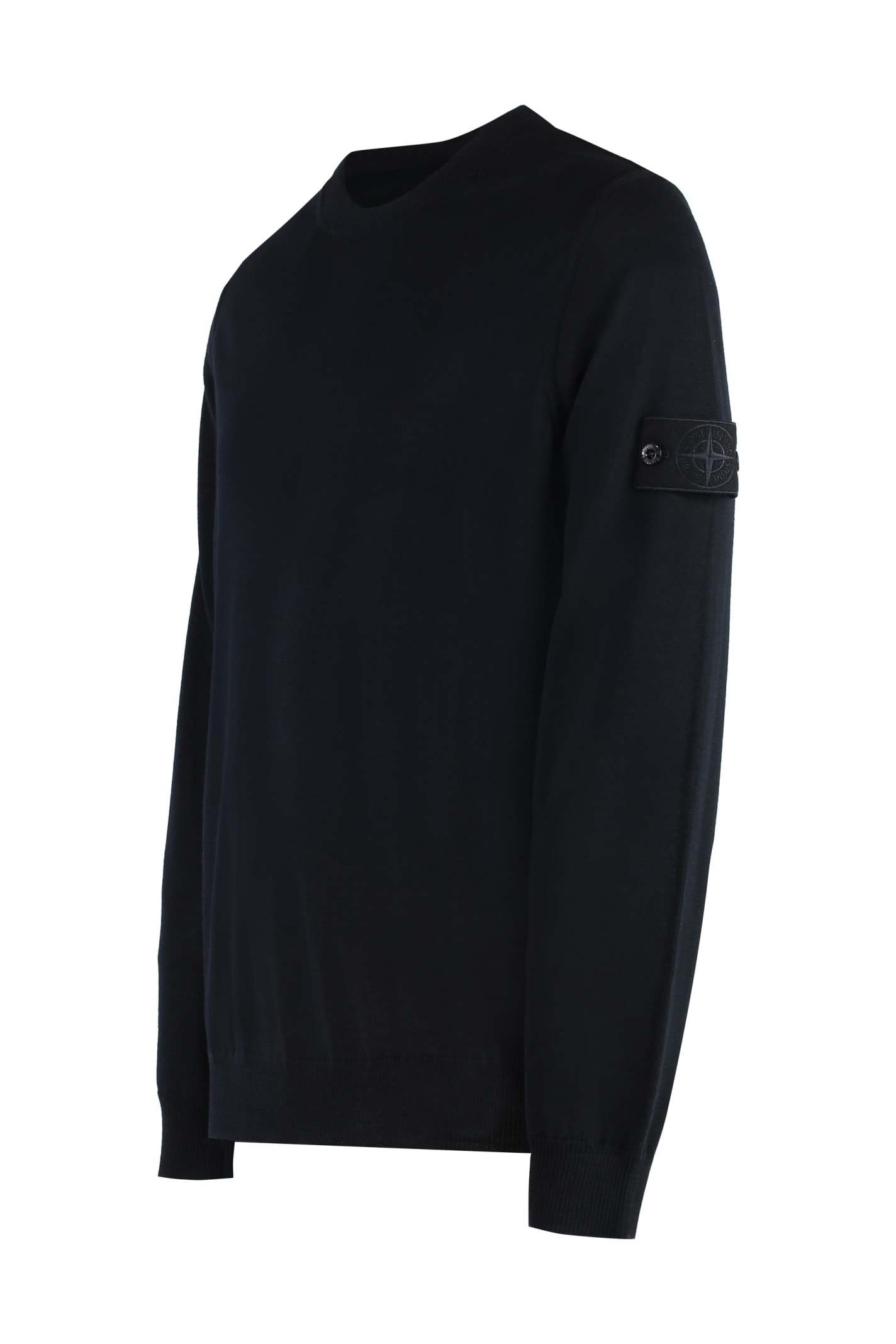 Shop Stone Island Ghost - Virgin Wool Crew-neck Sweater In Blue