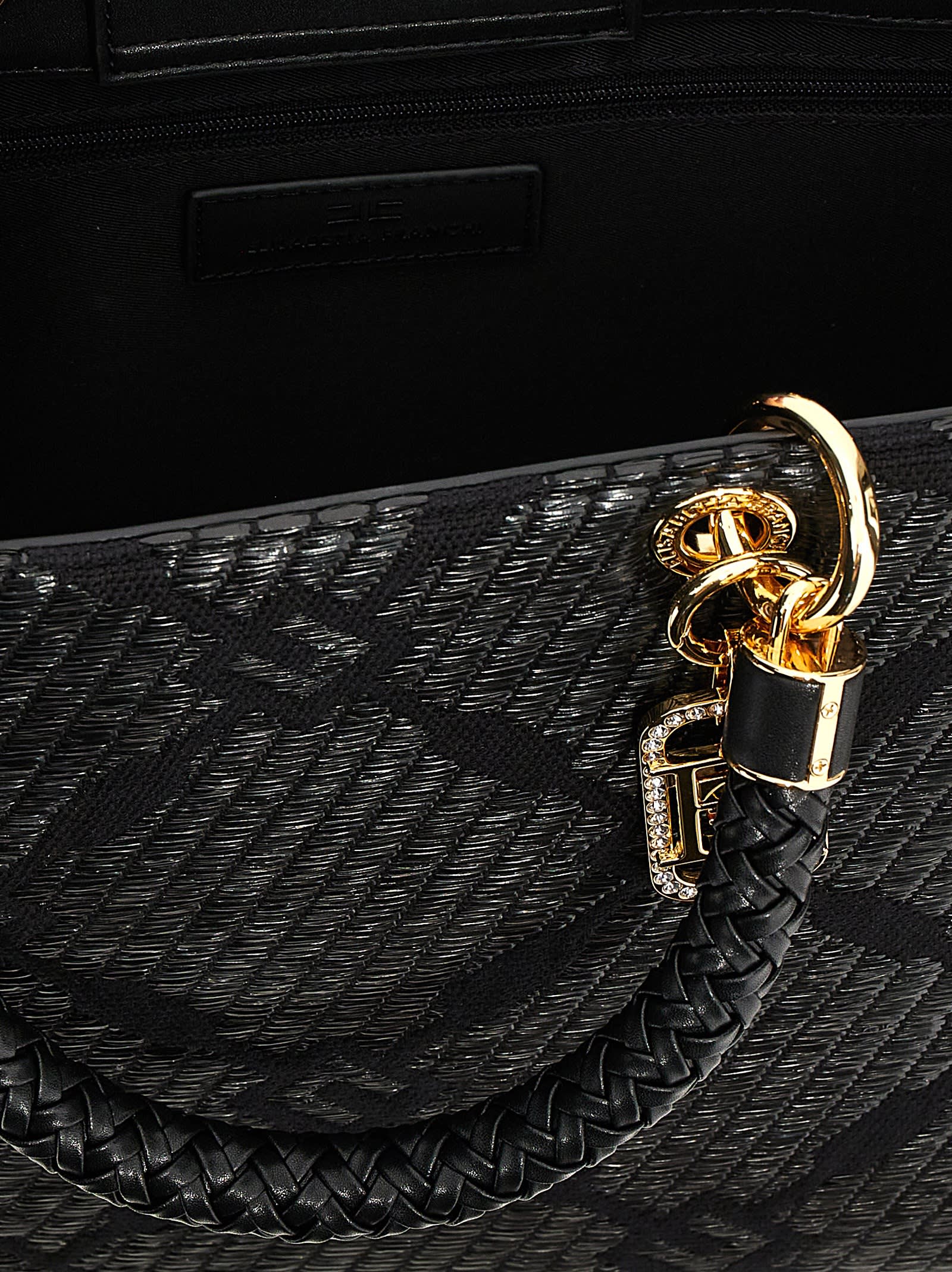 Shop Elisabetta Franchi Medium Tote Bag In Black
