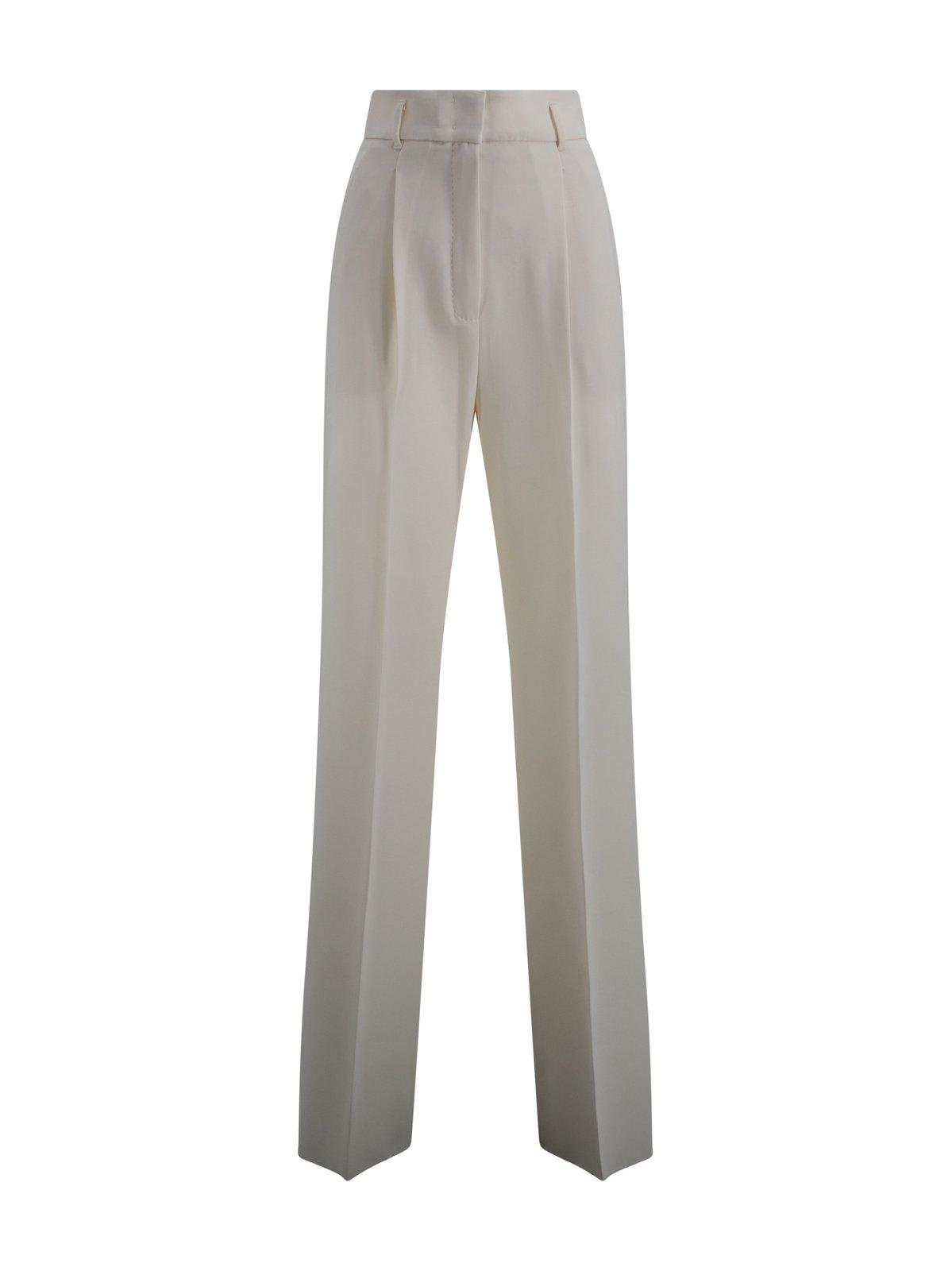 Shop Max Mara High Waisted Straight Leg Trousers In Burro