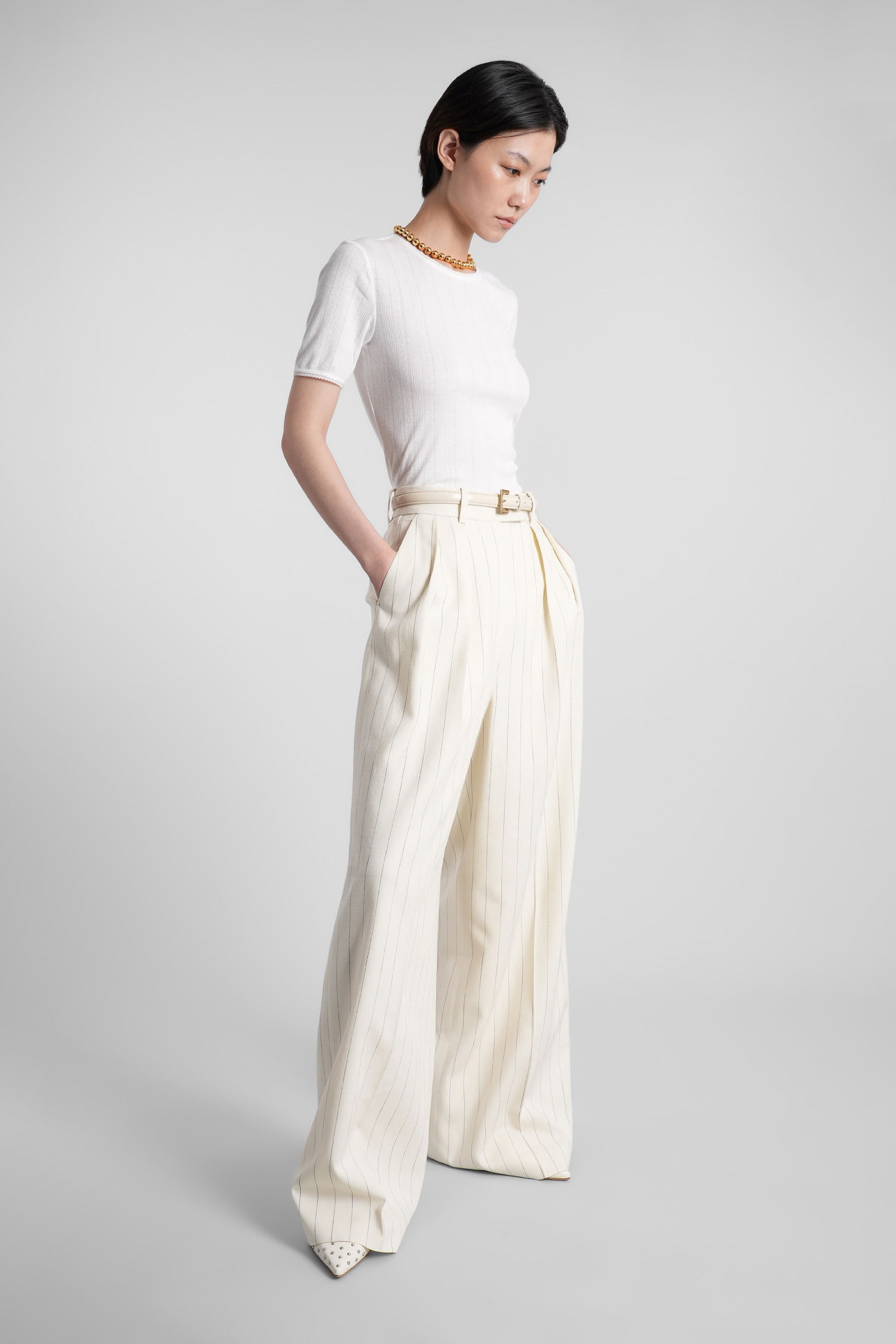 Anine Bing Pia T-shirt In White Polyester In White