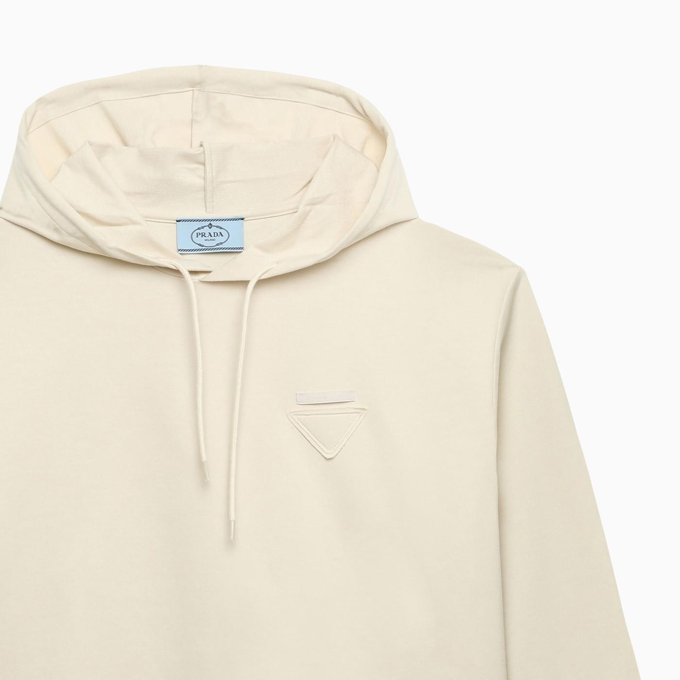 Prada Ivory Hooded Sweatshirt In Naturale