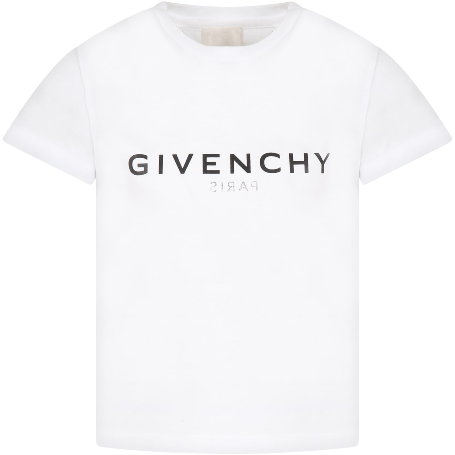 Givenchy White T-shirt For Kids With Black Logo