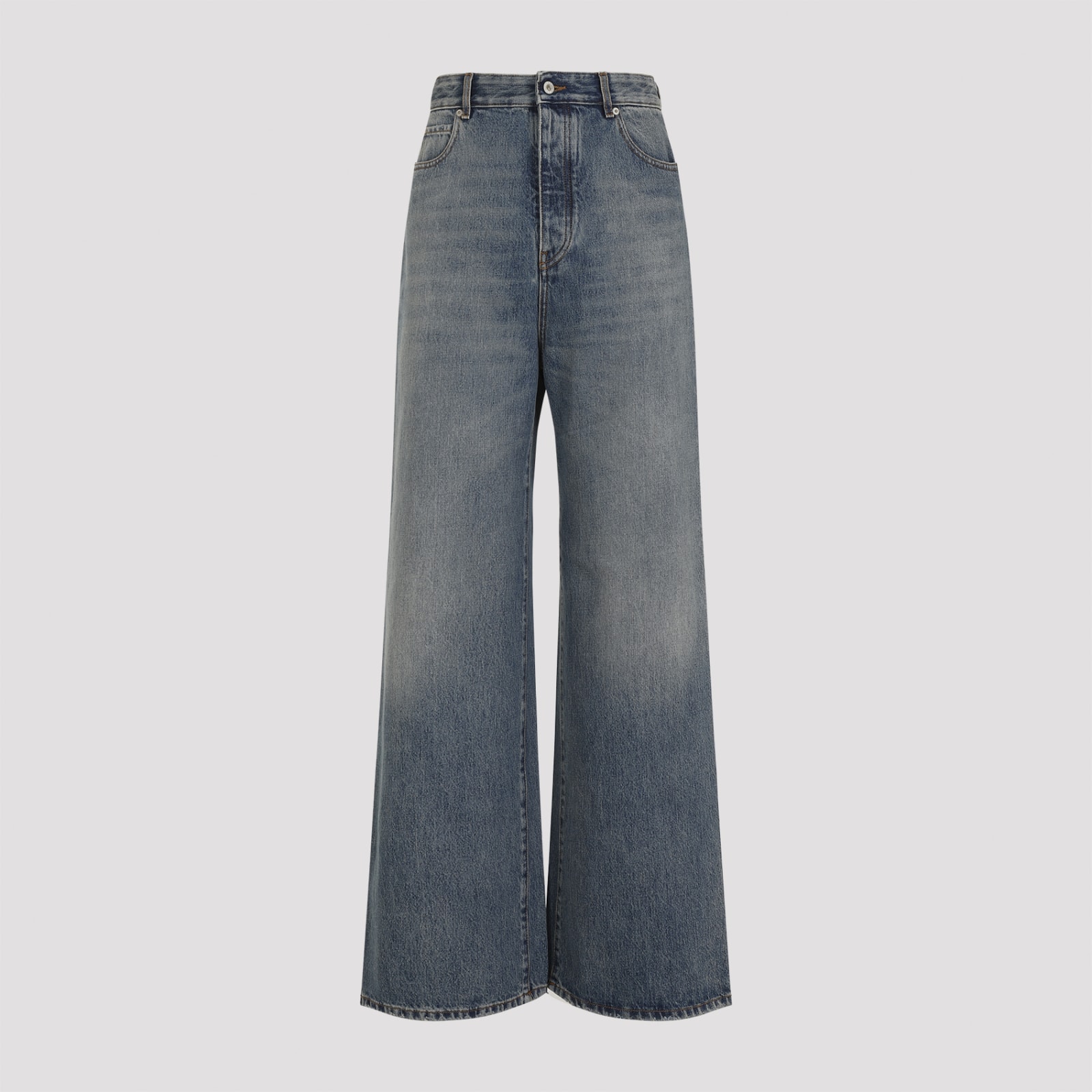 Shop Loewe Wide Leg Jeans In Washed Denim