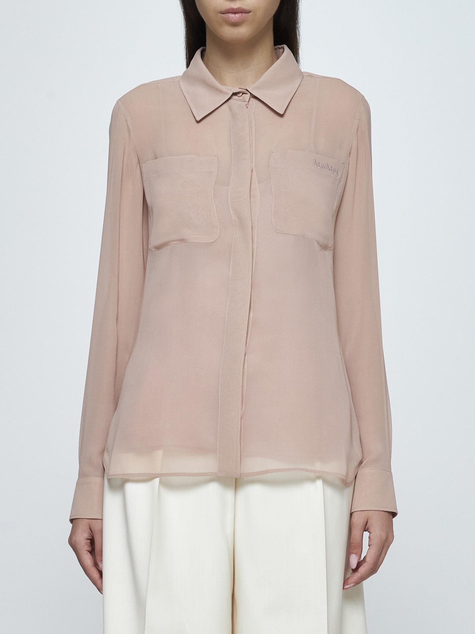 Shop Max Mara Ercole Silk Shirt In Powder