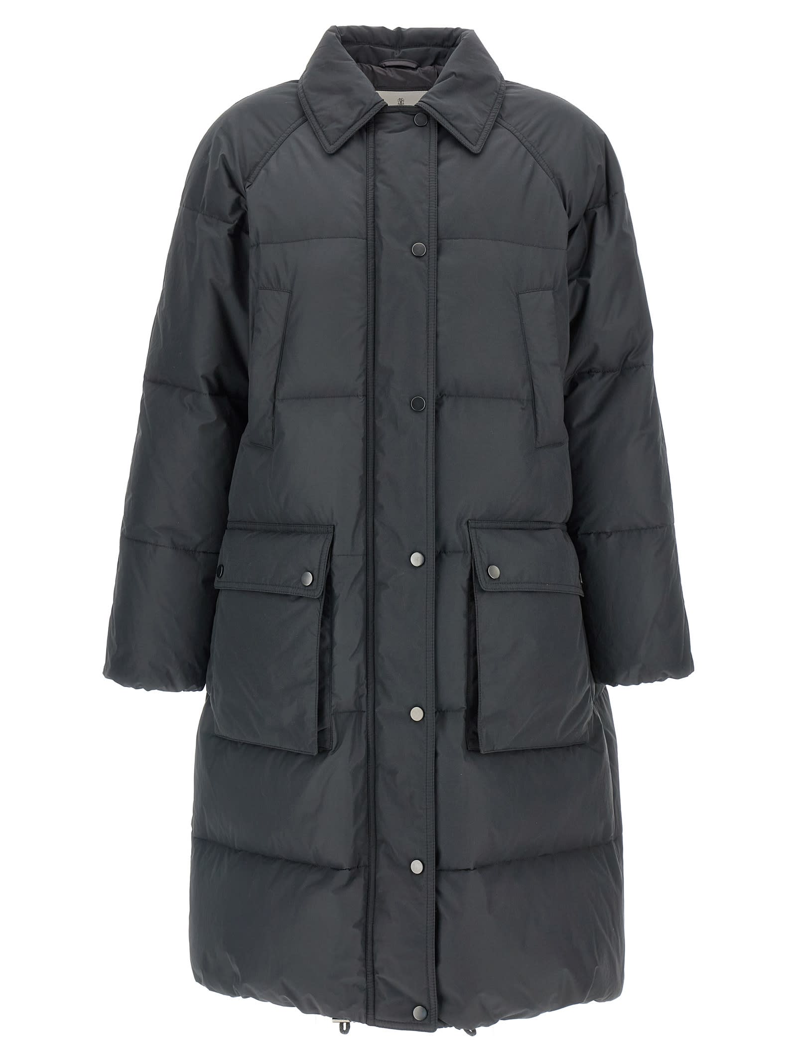 Brunello Cucinelli Quilted-design Hooded Down Coat In Black