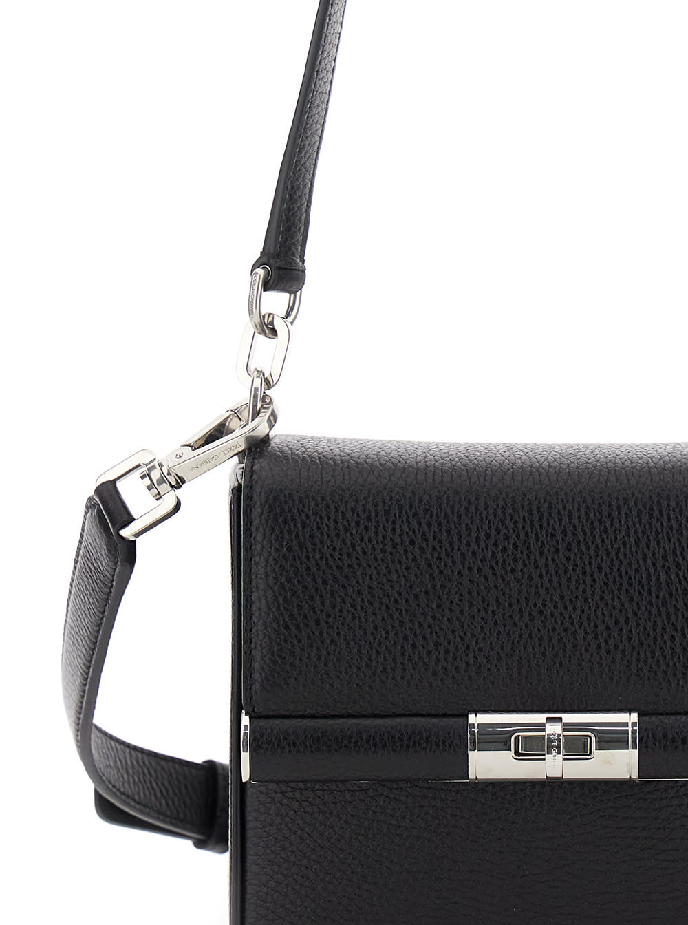 Dolce & Gabbana Marlene Black Shoulder Bag With Twist Closure And Logo On The Back In Hammered Leather Man In Black