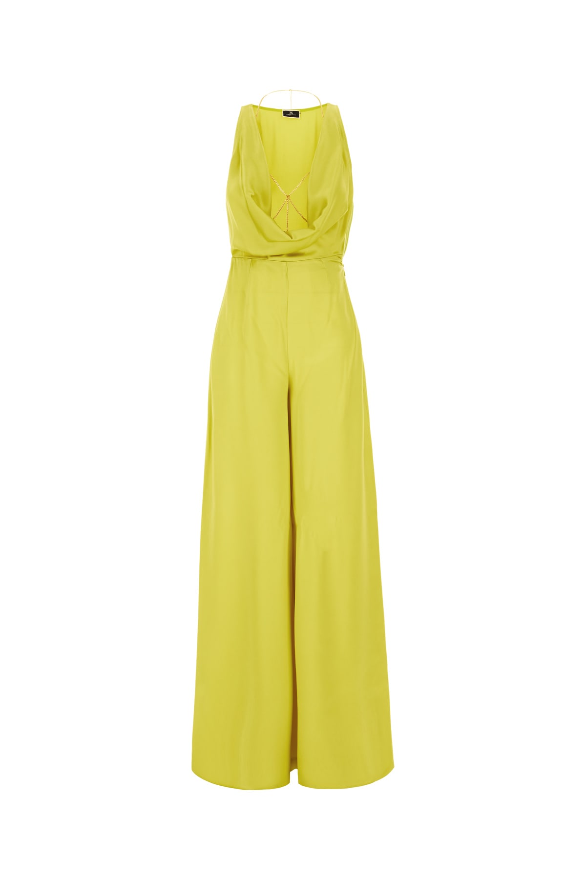 Elisabetta Franchi Acid Green Acetate Blend Jumpsuit In Cedro