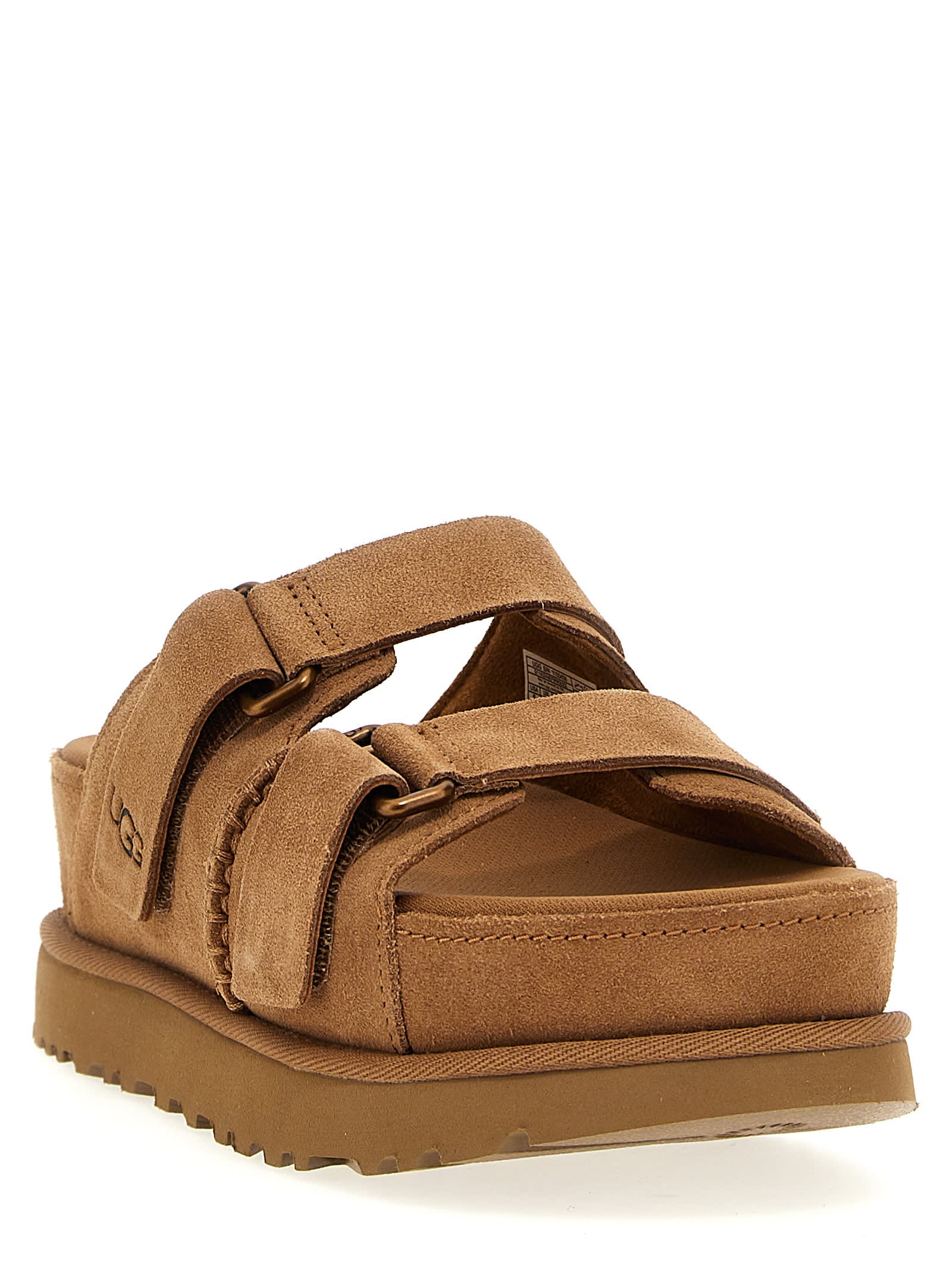 Ugg Goldenstar Hi Slide Slipper-mule In Leather Color Suede In Brown