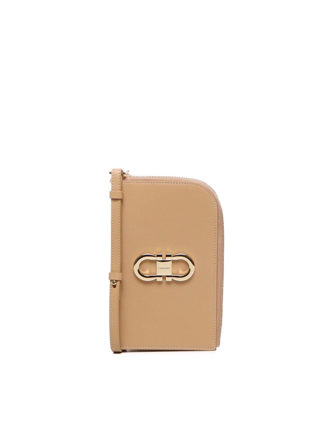 Ferragamo Gancini-plaque Zip-around Wallet In Brown