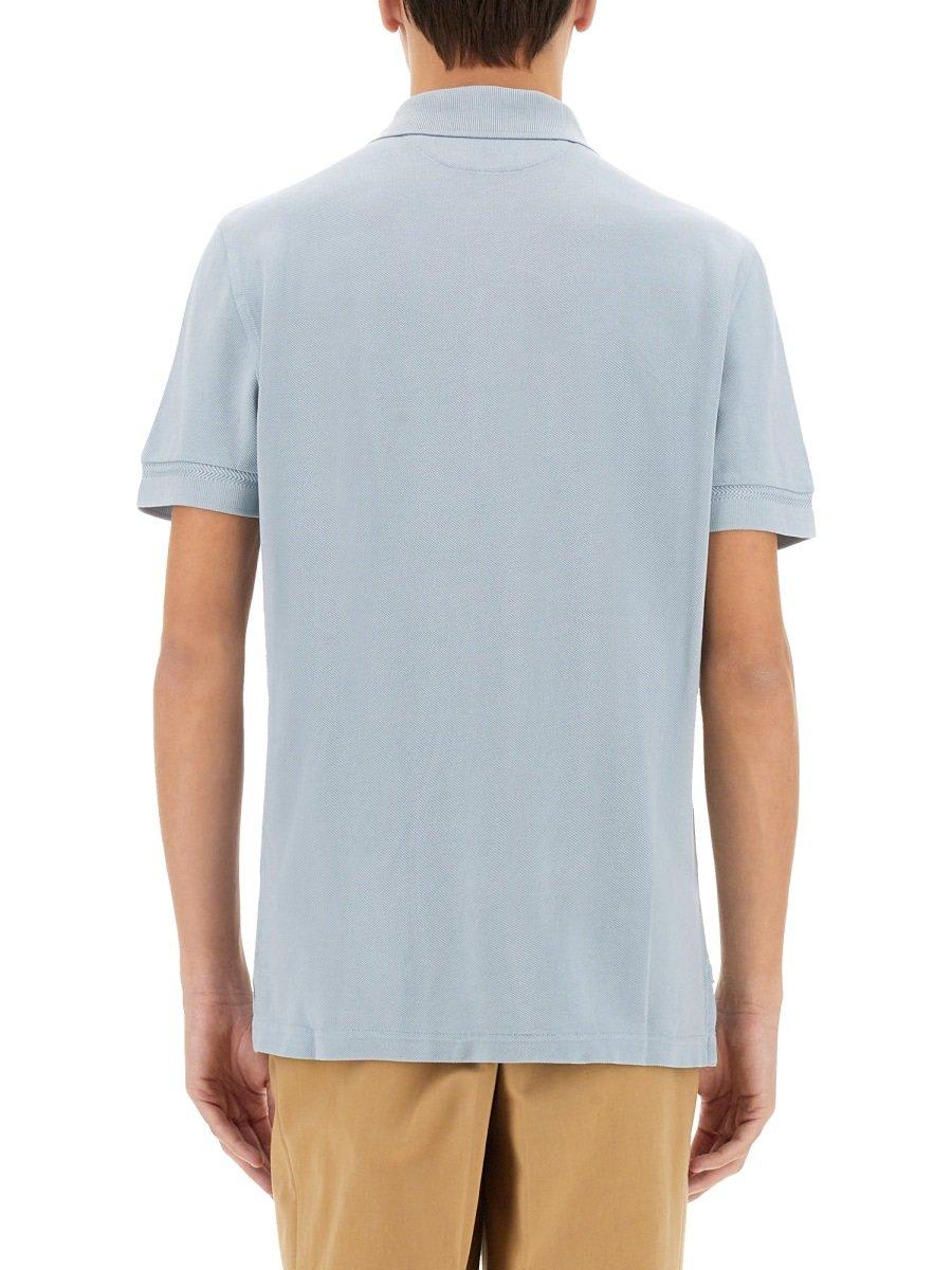 Tom Ford Light-blue Short-sleeves Polo In Cotton Piquet Jersey Man In Baby Blue