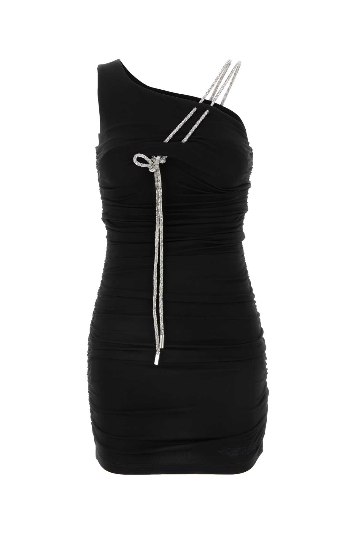 Shop Off-white Black Stretch Viscose Mini Dress In Blackbl