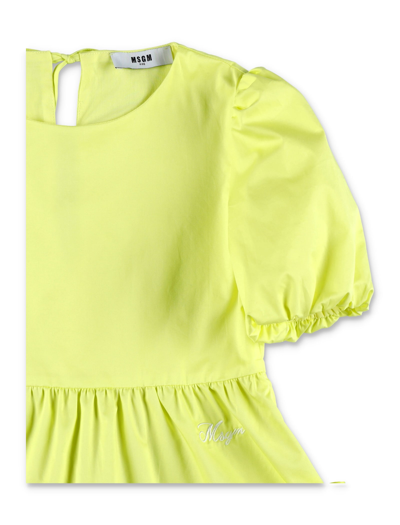 Shop Msgm Poplin Frilled Dress In Lime