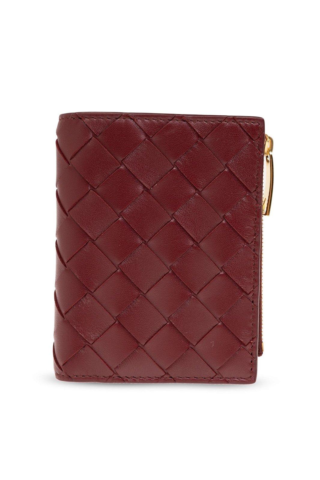 Shop Bottega Veneta Zipped Bi-fold Wallet In Red