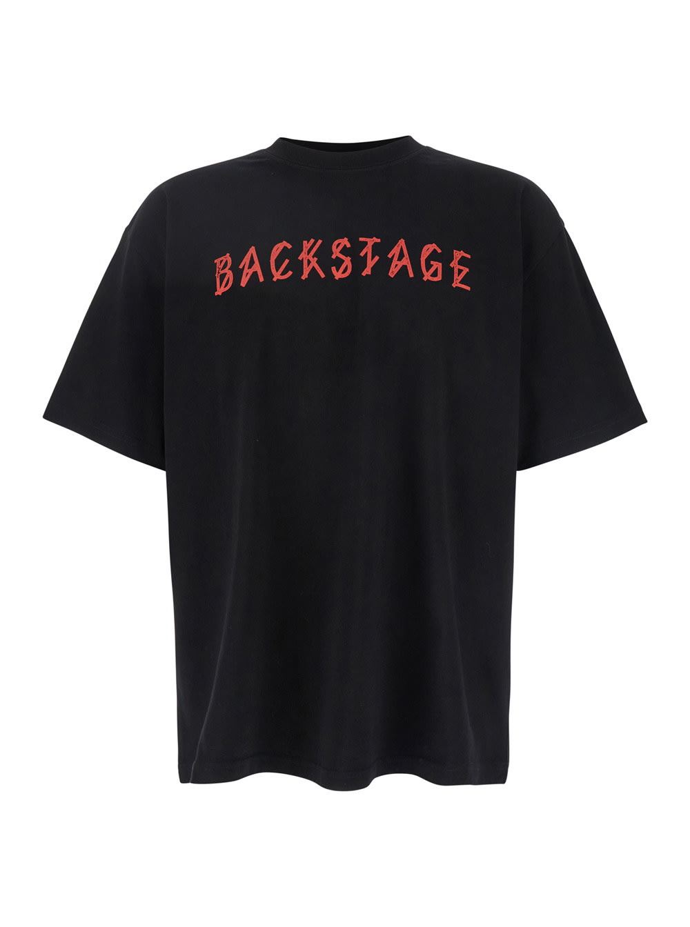 Black T-shirt With Print On The Front And Maxi Logo On The Back In Cotton Man