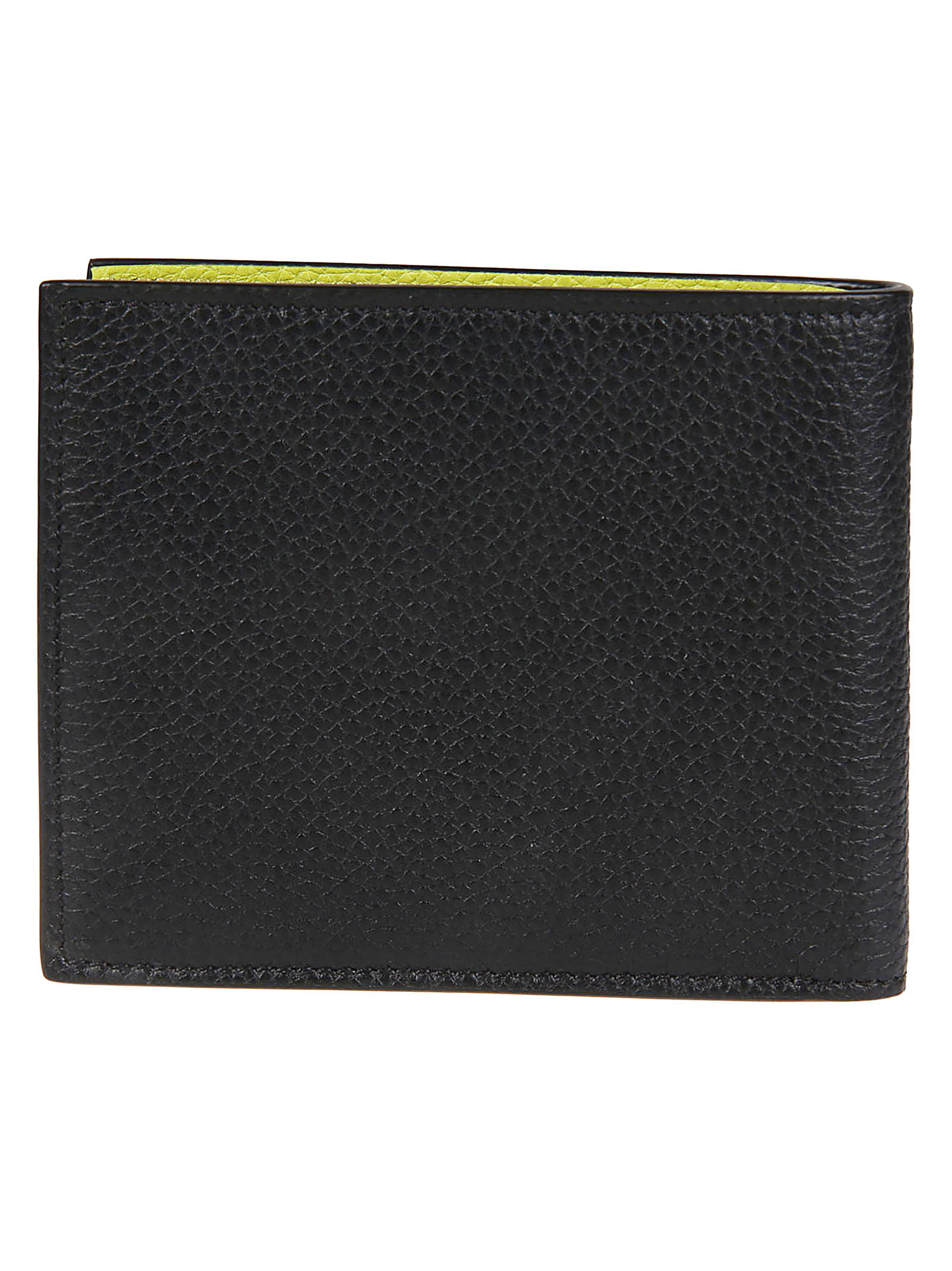 Shop Tom Ford Two-tone Classic Bifold Wallet In Black/lime