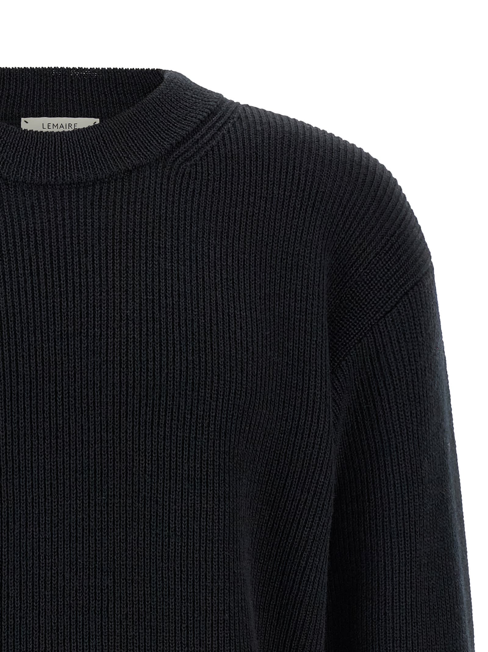 Lemaire Ribbed Wool Sweater In Black