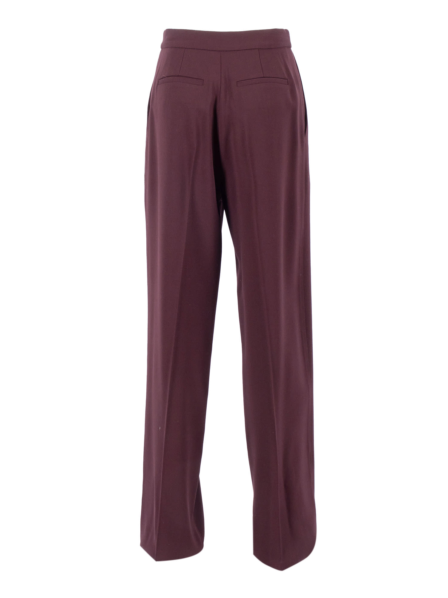 Elisabetta Franchi High-waisted Tailored Trousers With Front Pleats In Burgundy