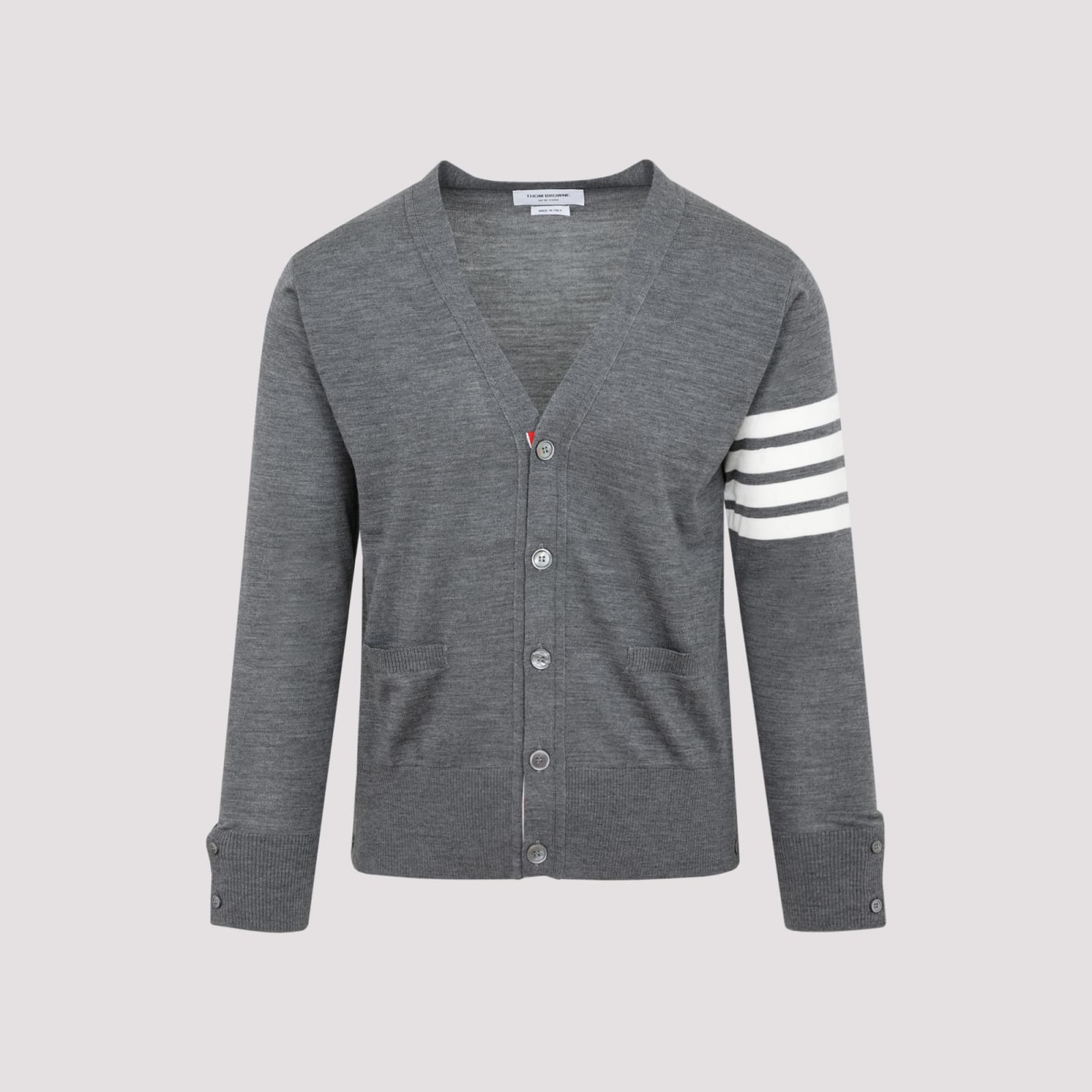 Shop Thom Browne Wool Cardigan In Med Grey