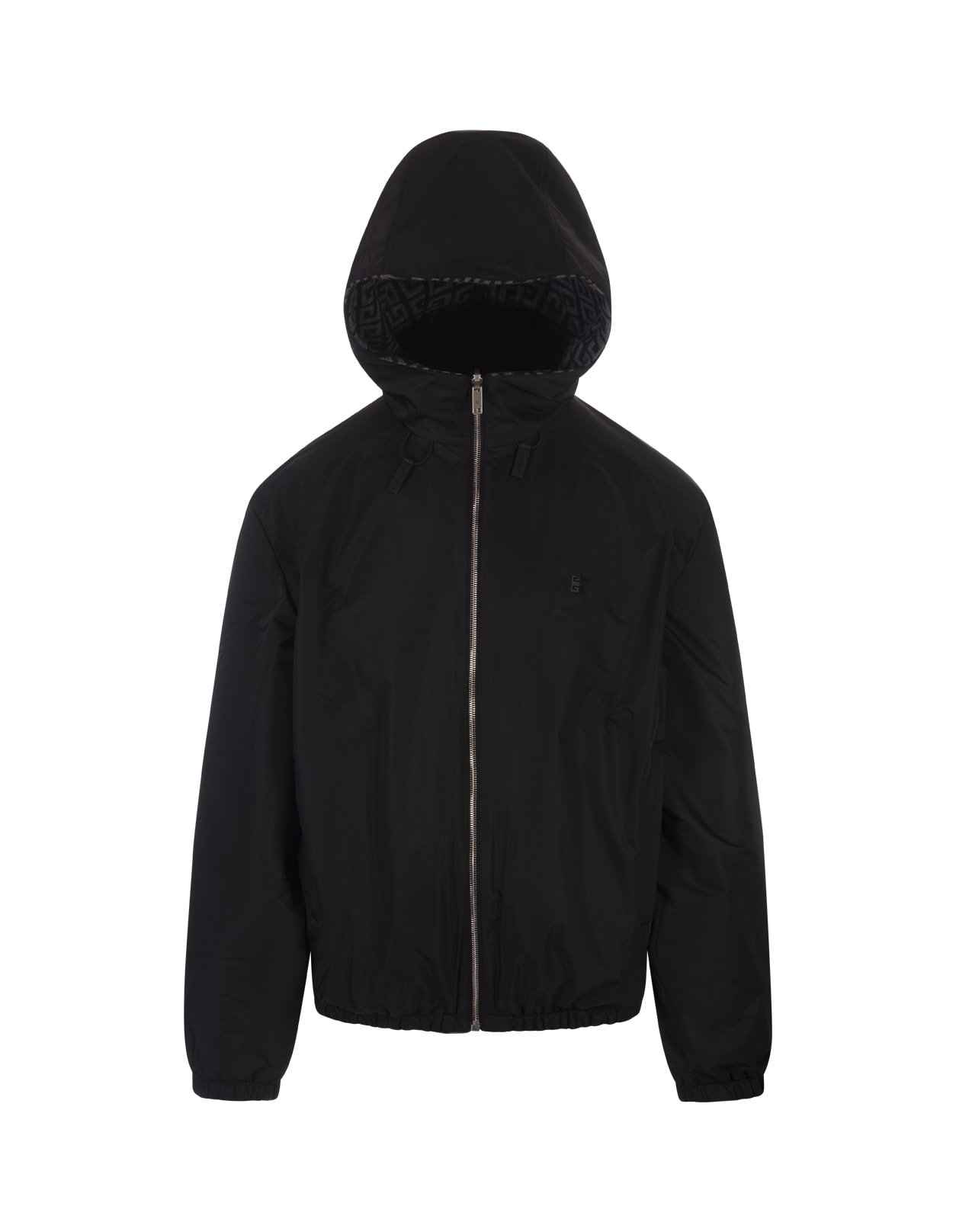 Shop Givenchy Black Wool Reversible 4g Hooded Jacket