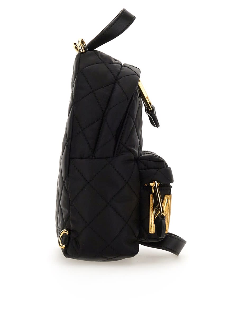 Shop Moschino Quilted Nylon Backpack In Black