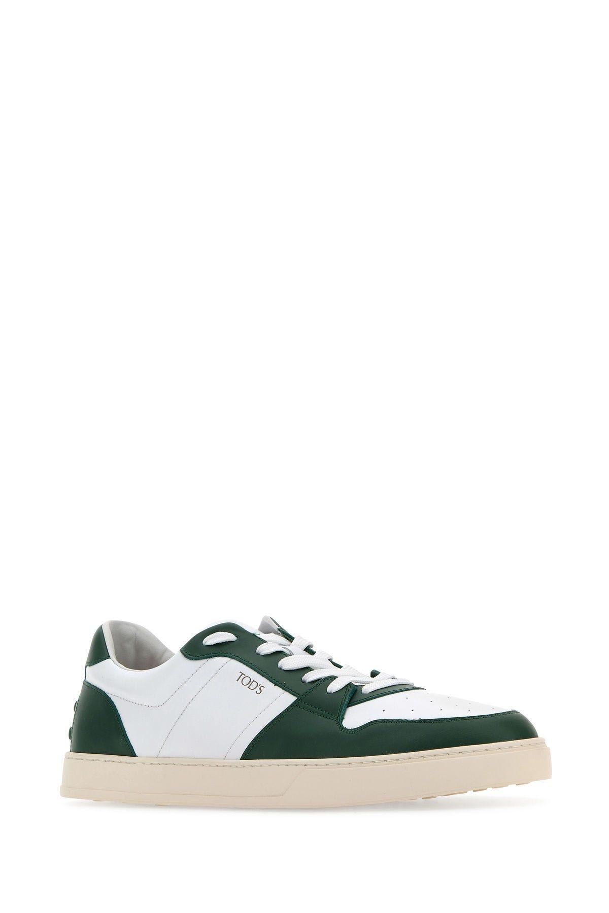 Shop Tod's Two-tone Leather Sneakers In E