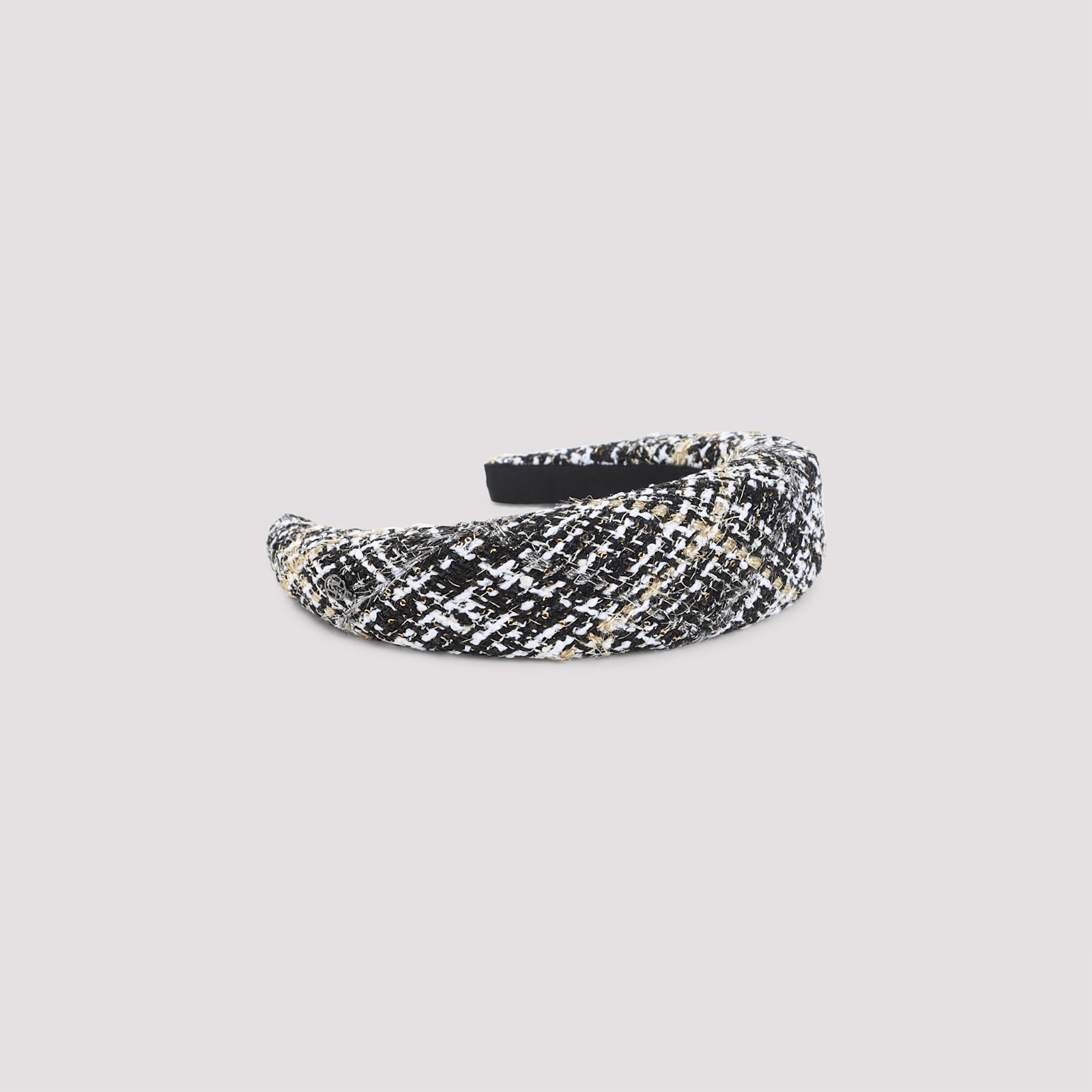 Maison Michel Textured Tweed Headband With Metallic Accents In Gray