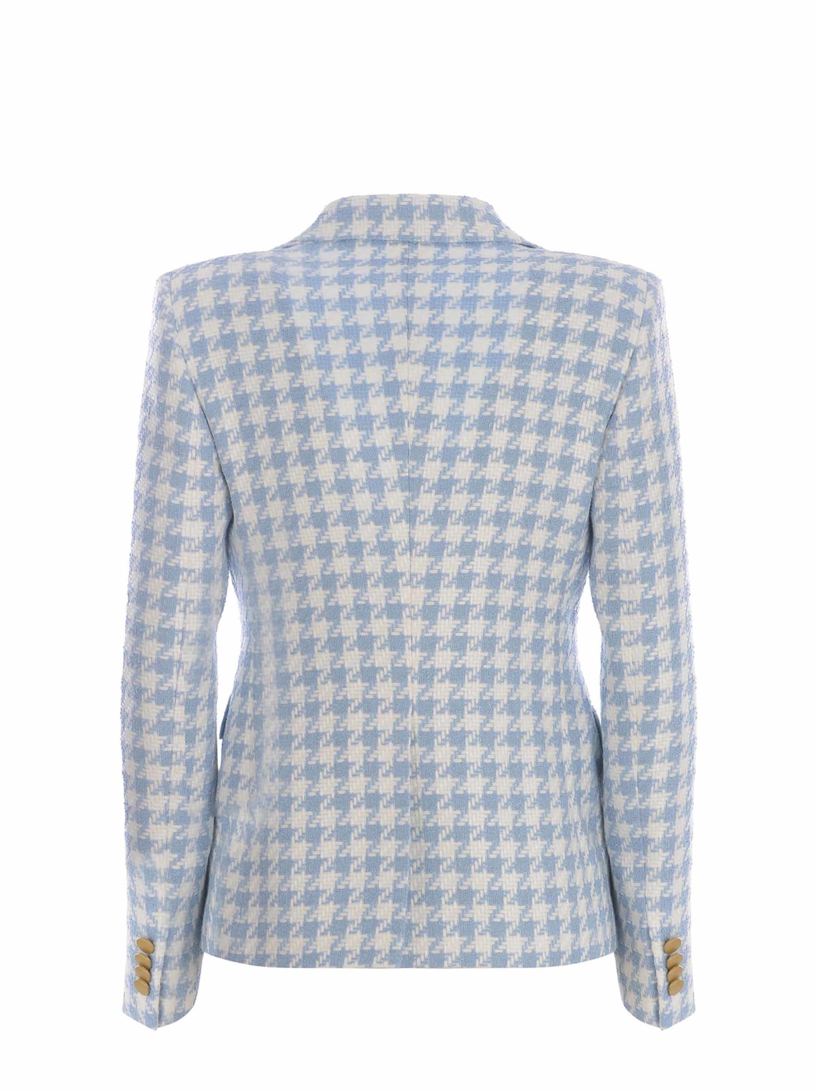 Shop Tagliatore Double-breasted Jacket  J-alycia Made Of Houndstooth In Celeste