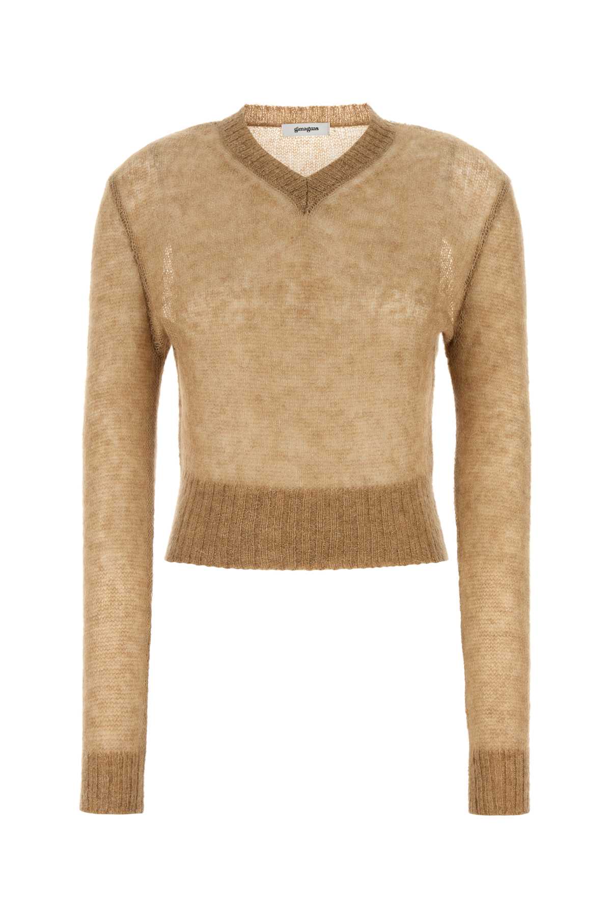 Shop Gimaguas Camel Nylon Blend Mum Sweater In Beige