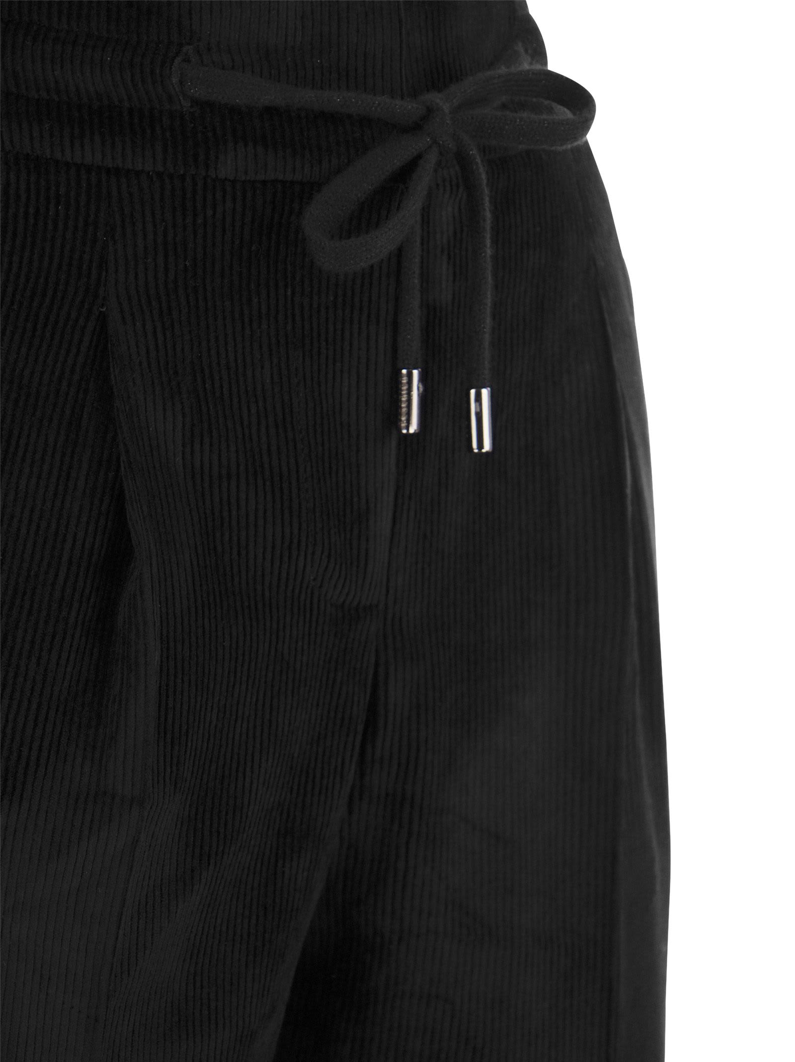 Shop Peserico Corduroy Pull-up Trousers In Black