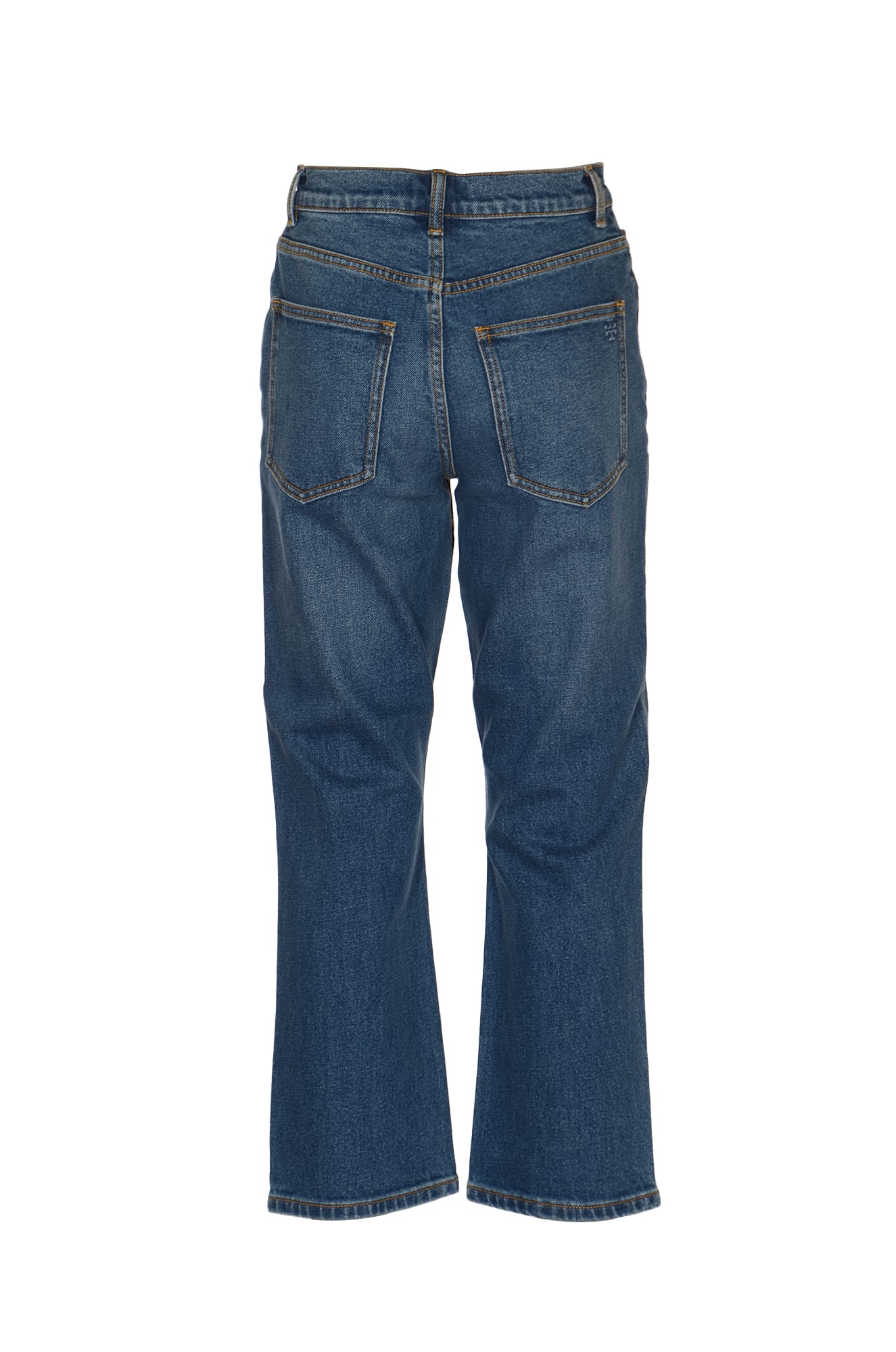 Shop Tory Burch Cropped Flared Jeans In Dark Vintage Wash