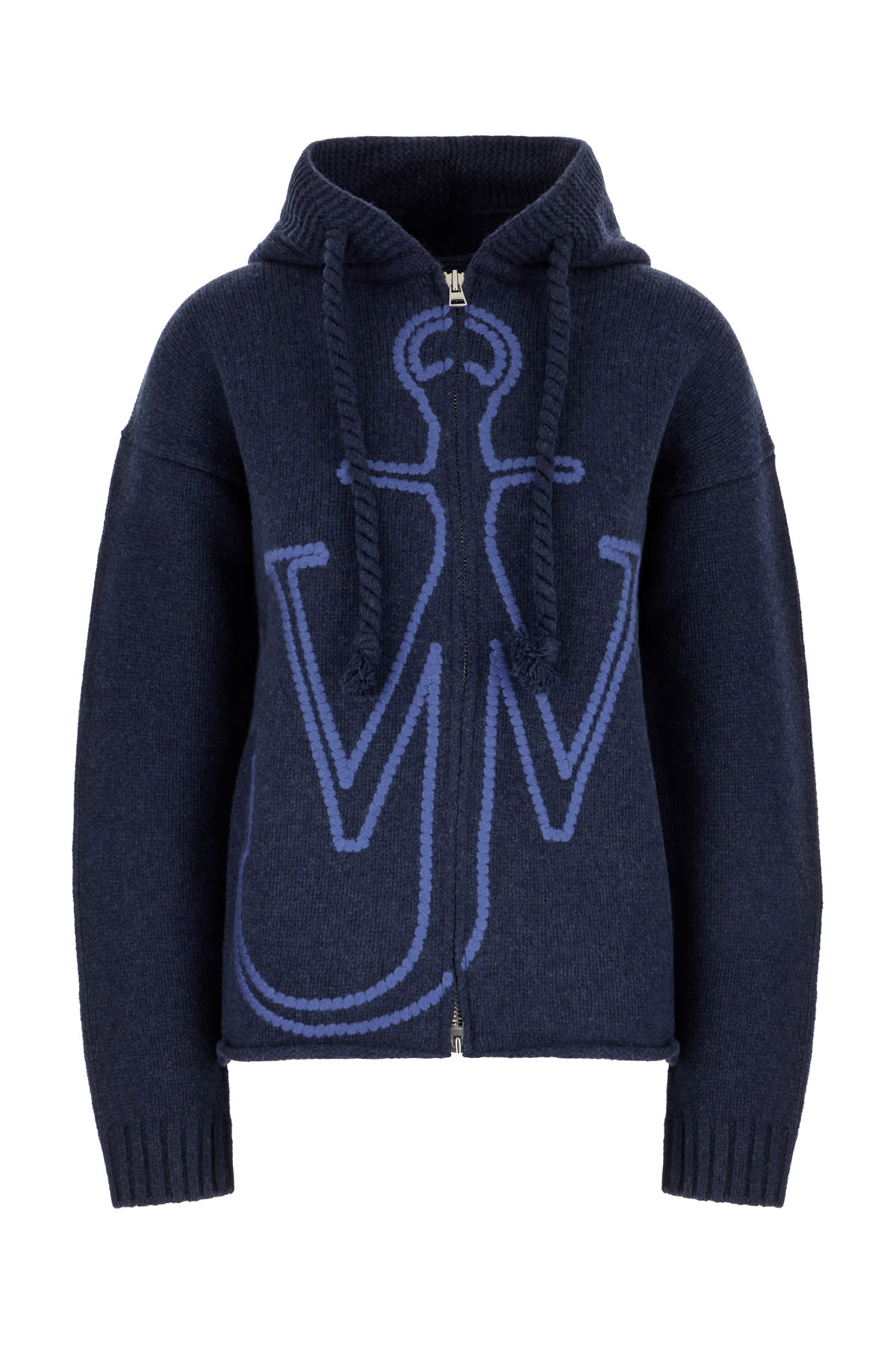 Jw Anderson Navy Blue Wool Cardigan