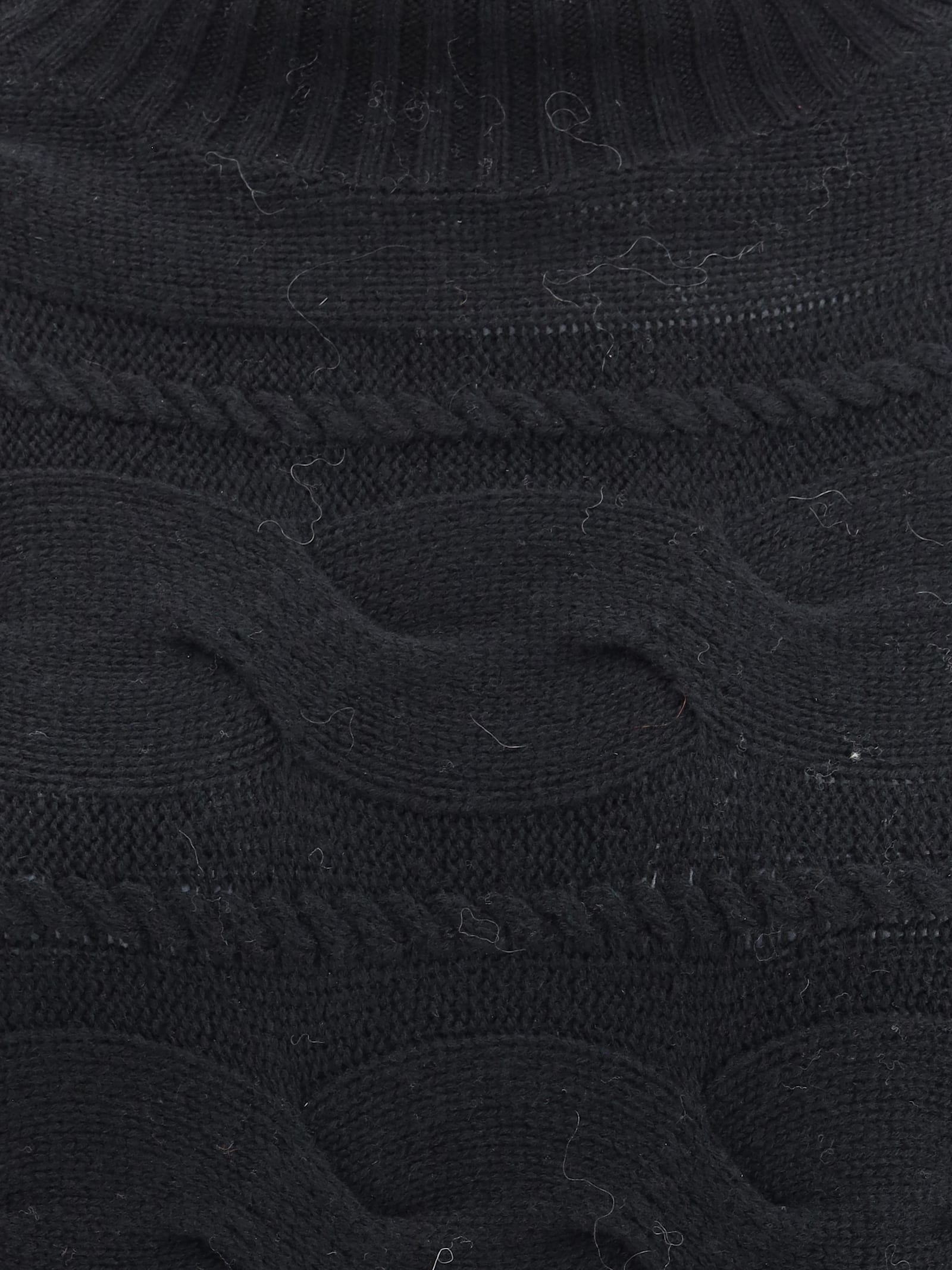 Max Mara High-neck Cable-knit Sweater In Black