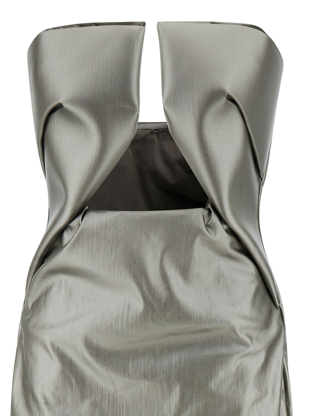 Shop Rick Owens Prown Maxi Silver Dress With Cut-out Detail In Stretch Cotton Woman In Grey