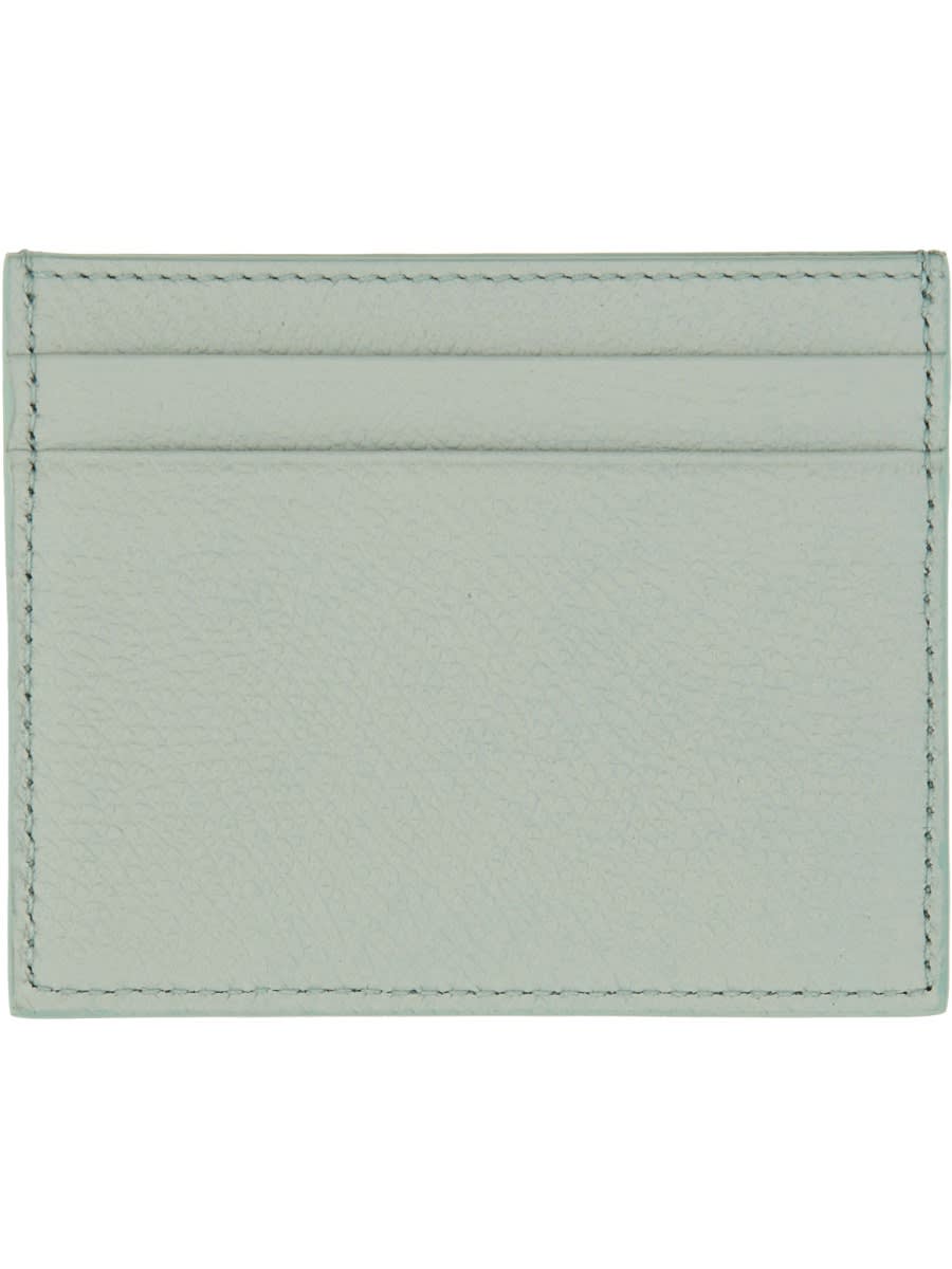 Valentino Blue Vlogo Signature Grainy Calfskin Card Holder