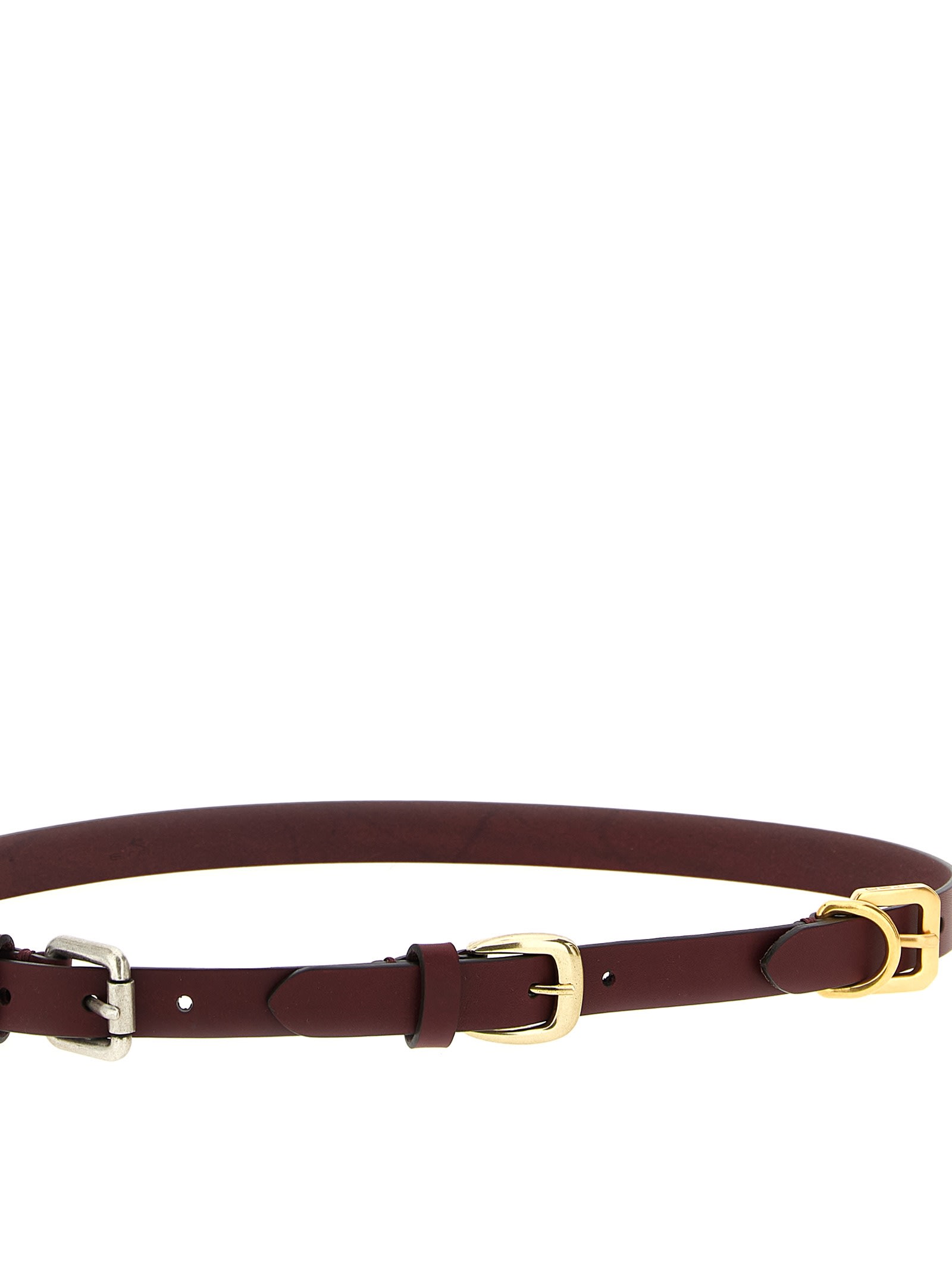 Etro Adjustable Triple Buckle Belt With Metal Hardware In Brown