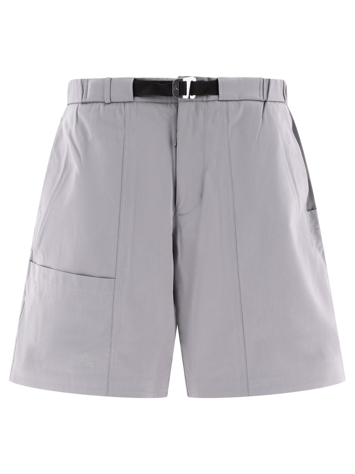 Shop Roa Logo Detailed Elasticated Waistband Shorts In Grey