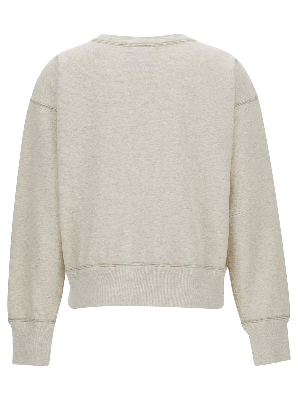 Shop Isabel Marant Beige Cropped Sweatshirt With Contrasting Logo Embroidery In Cotton Blend Woman