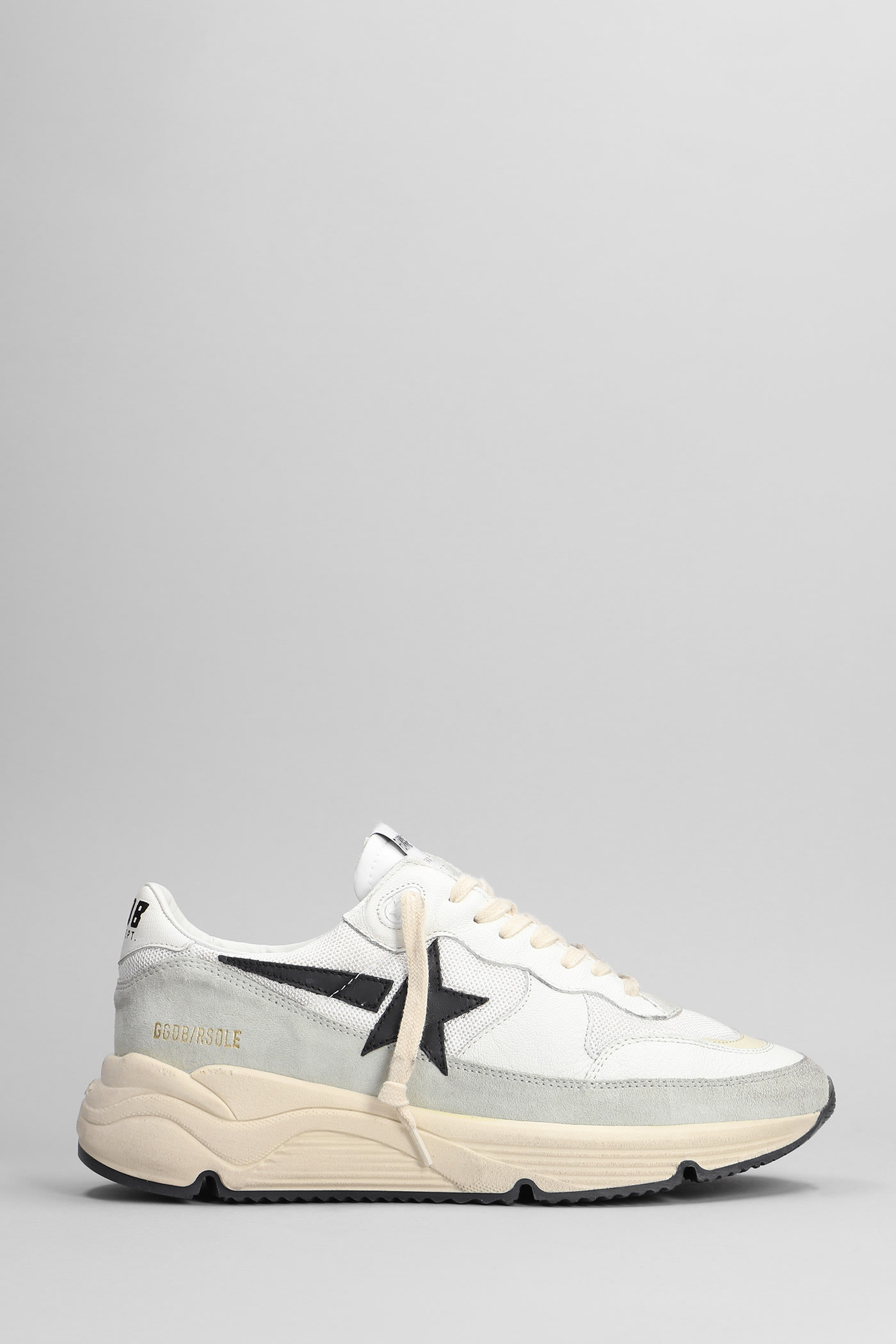 Golden Goose Running Sneakers In White Leather And Fabric