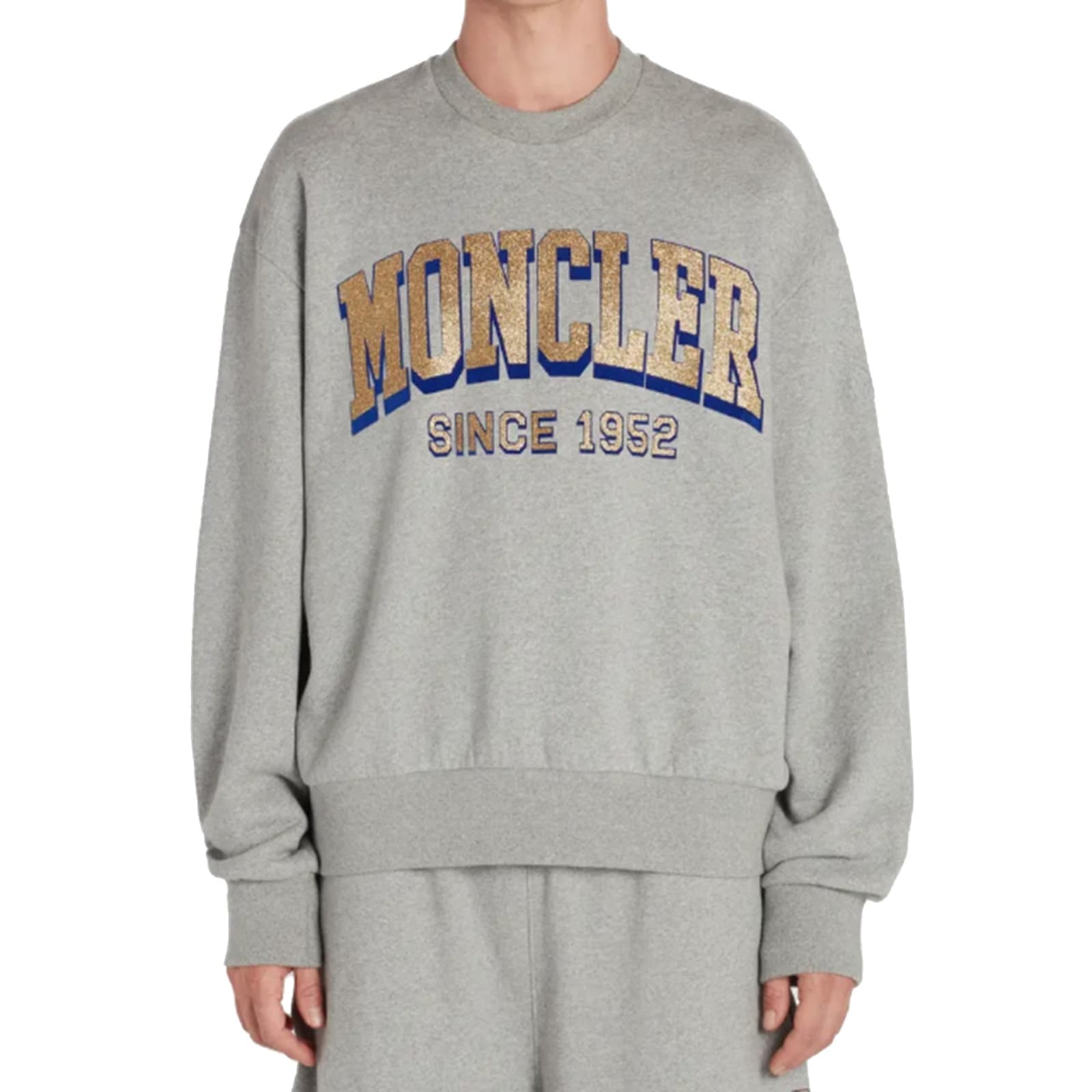 Shop Moncler Oversize Logo Sweatshirt In Gray