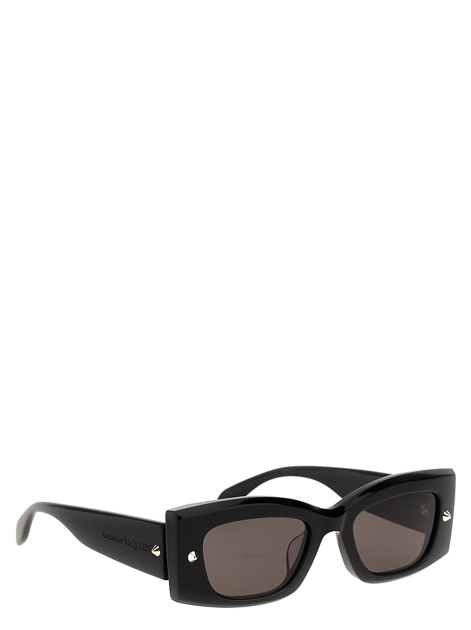 Alexander Mcqueen Rectangular Sunglasses With Spike Studs In Nero