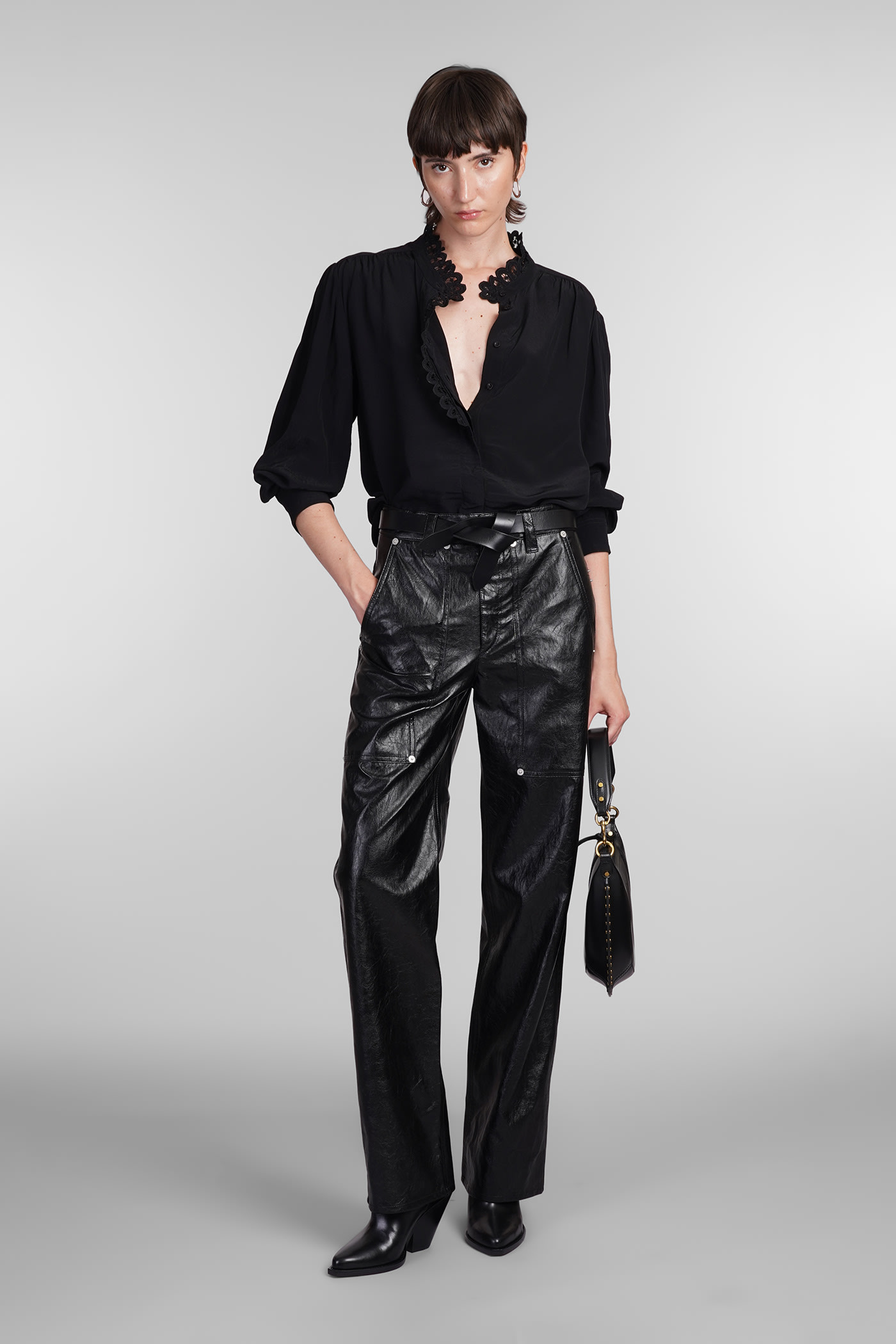 Isabel Marant Étoile Estela Broderie Anglaise Trim Buttoned Shirt In Black