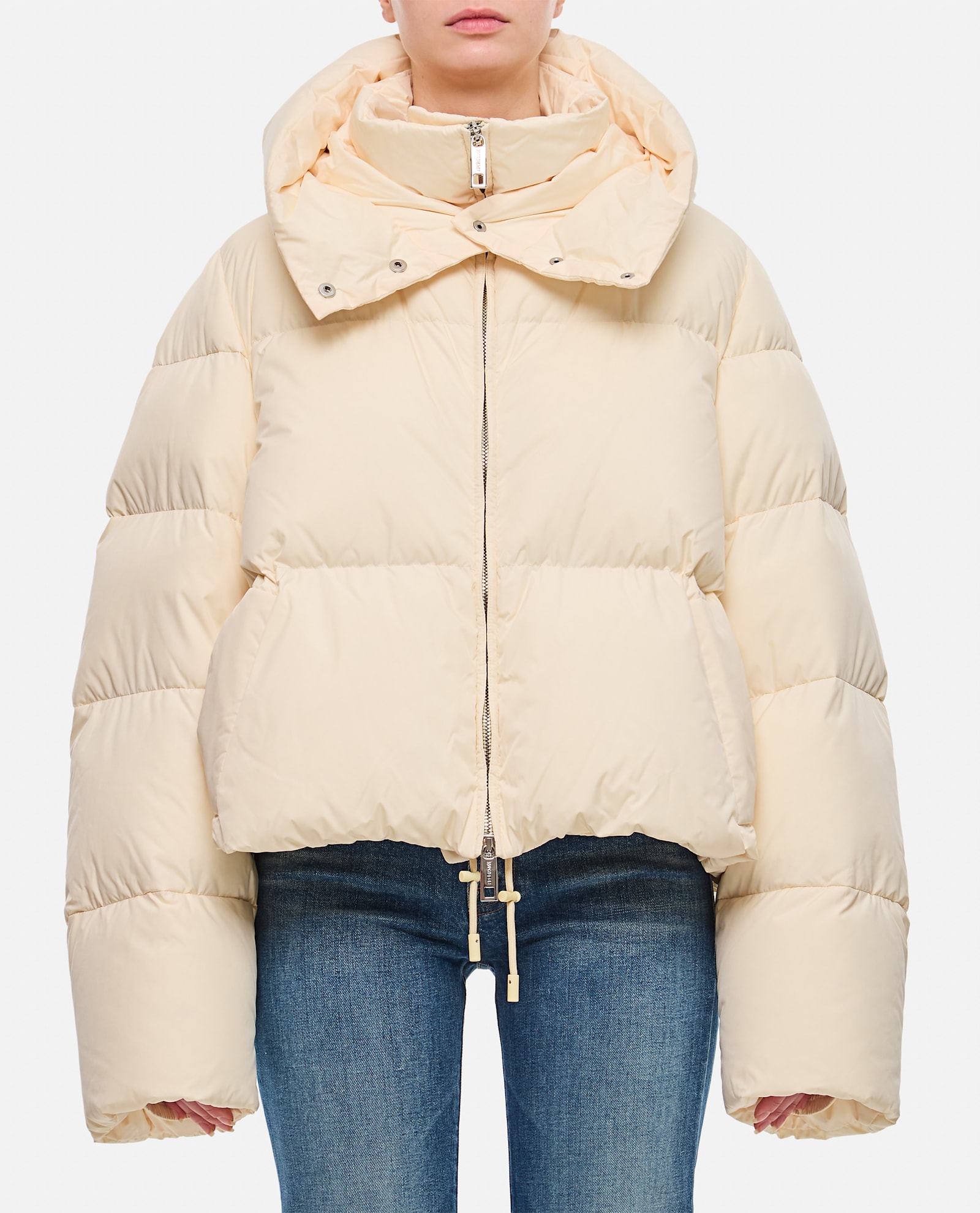 Shop Sportmax Beira Short Down Jacket In Cream